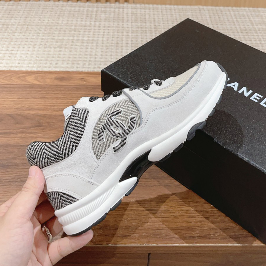 NIGO Chanel Men's And Women's Spring/Summer Fashion Casual Round Toe Lace Up Mesh Leather Low Top Sneakers Casual Shoes #nigo78327