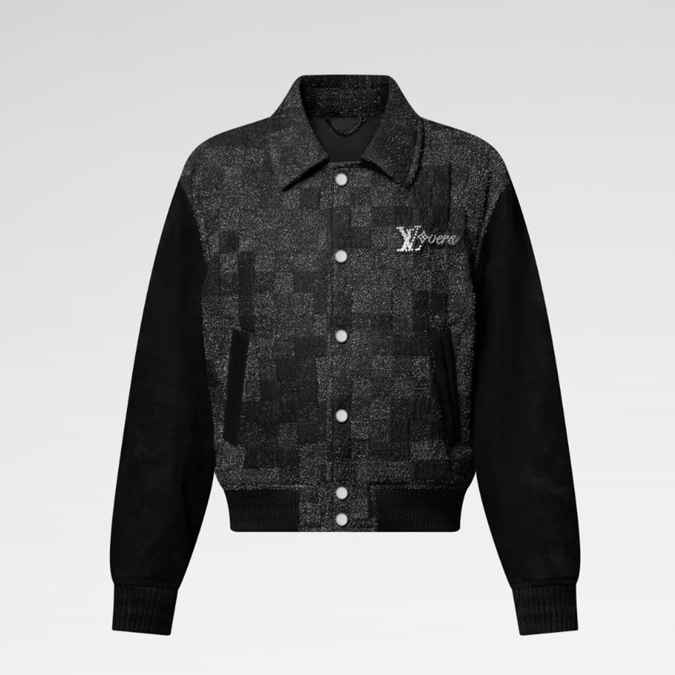 NIGO Louis Vuitton Men's Spring/Autumn Mixed Leather Jacket Checkered Solid Color Baseball Collar Long Sleeve Waistcoat Jacket #nigo81478