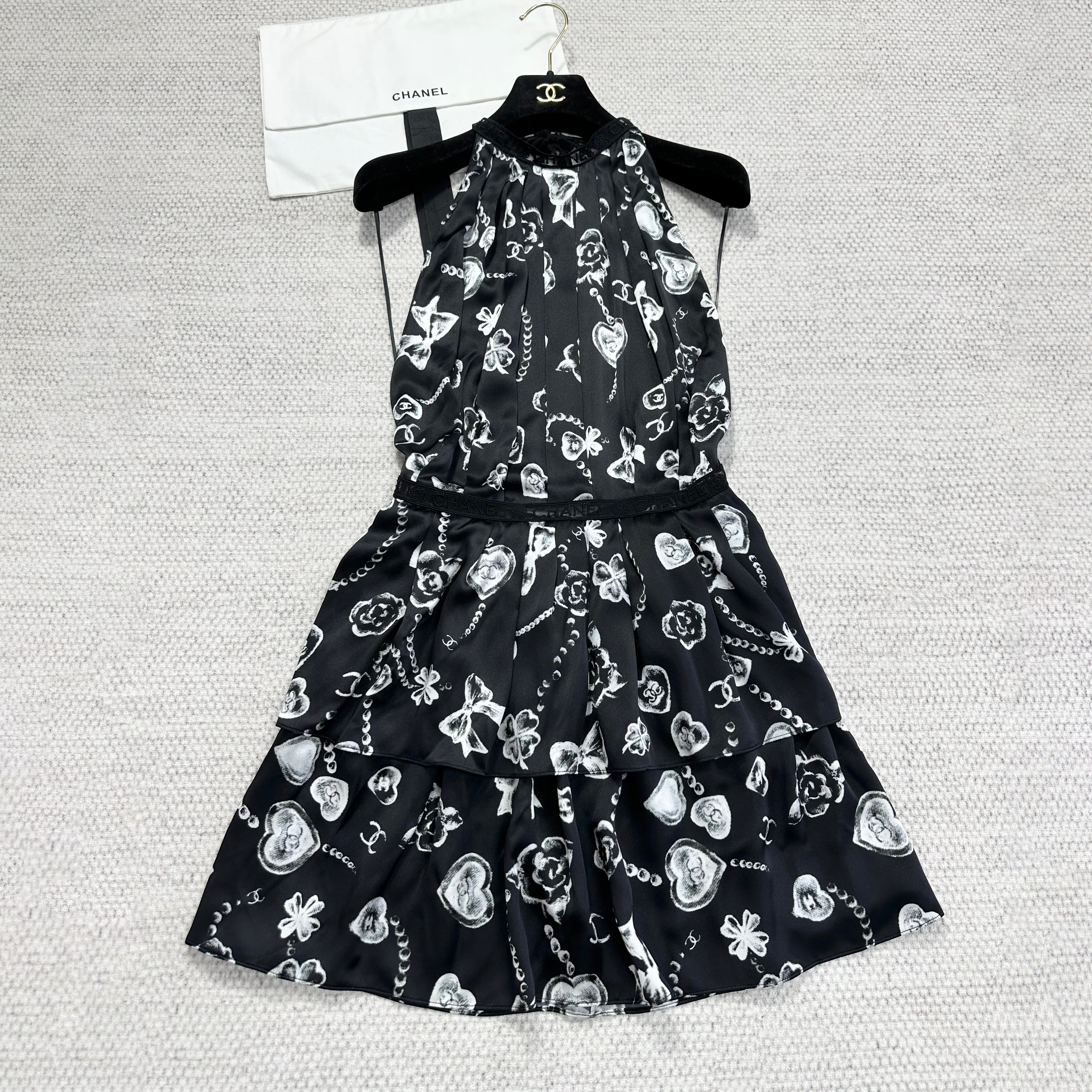 NIGO Chanel Women's Classic Summer Fashion Casual Printed Tie-waist Sleeveless Dress #nigo78295