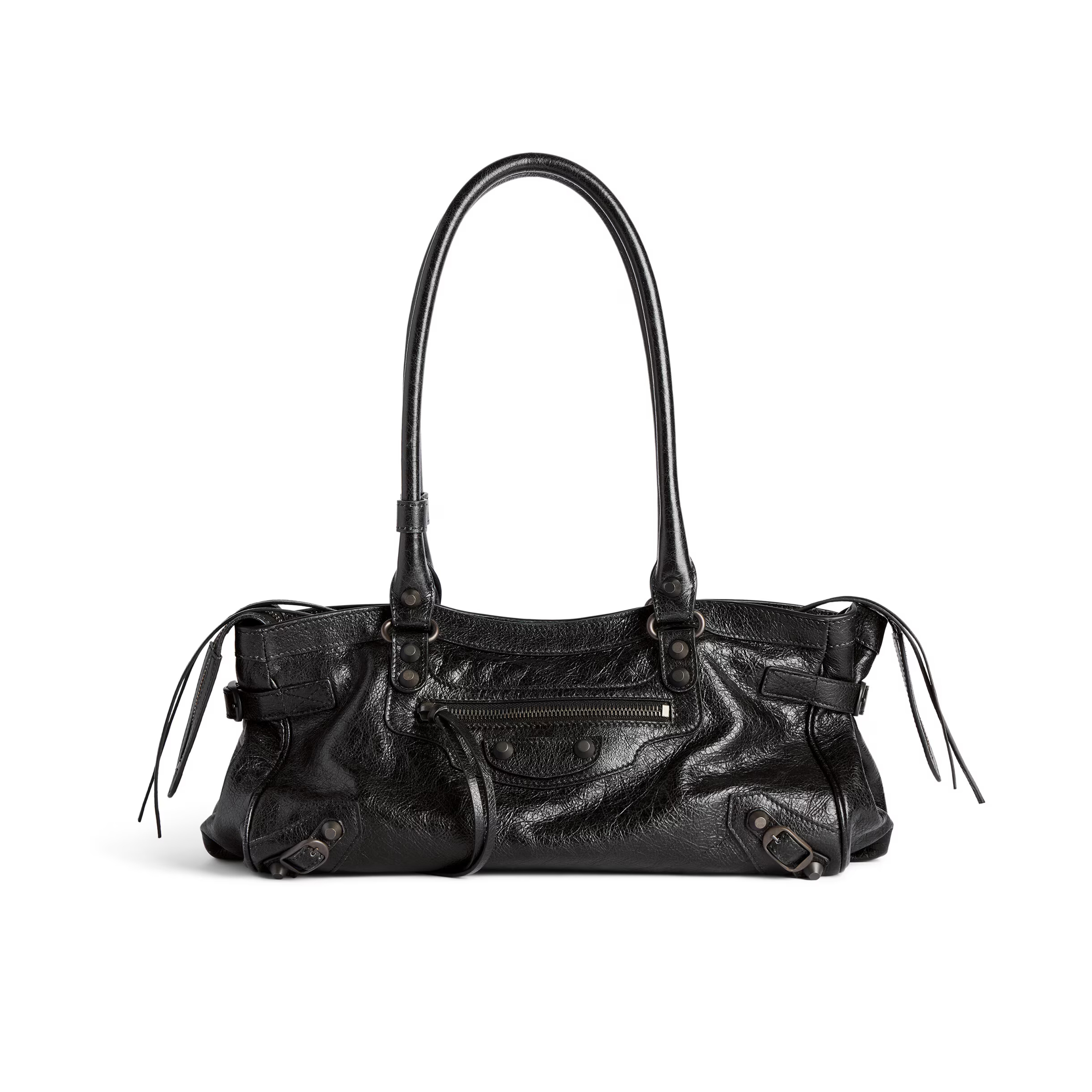 NIGO Balenciaga Women's Le City Bag East-West Motorcycle Bag Solid Color Leather Shoulder Bag Handbag Bags 8457042ABEK1000 #nigo81473