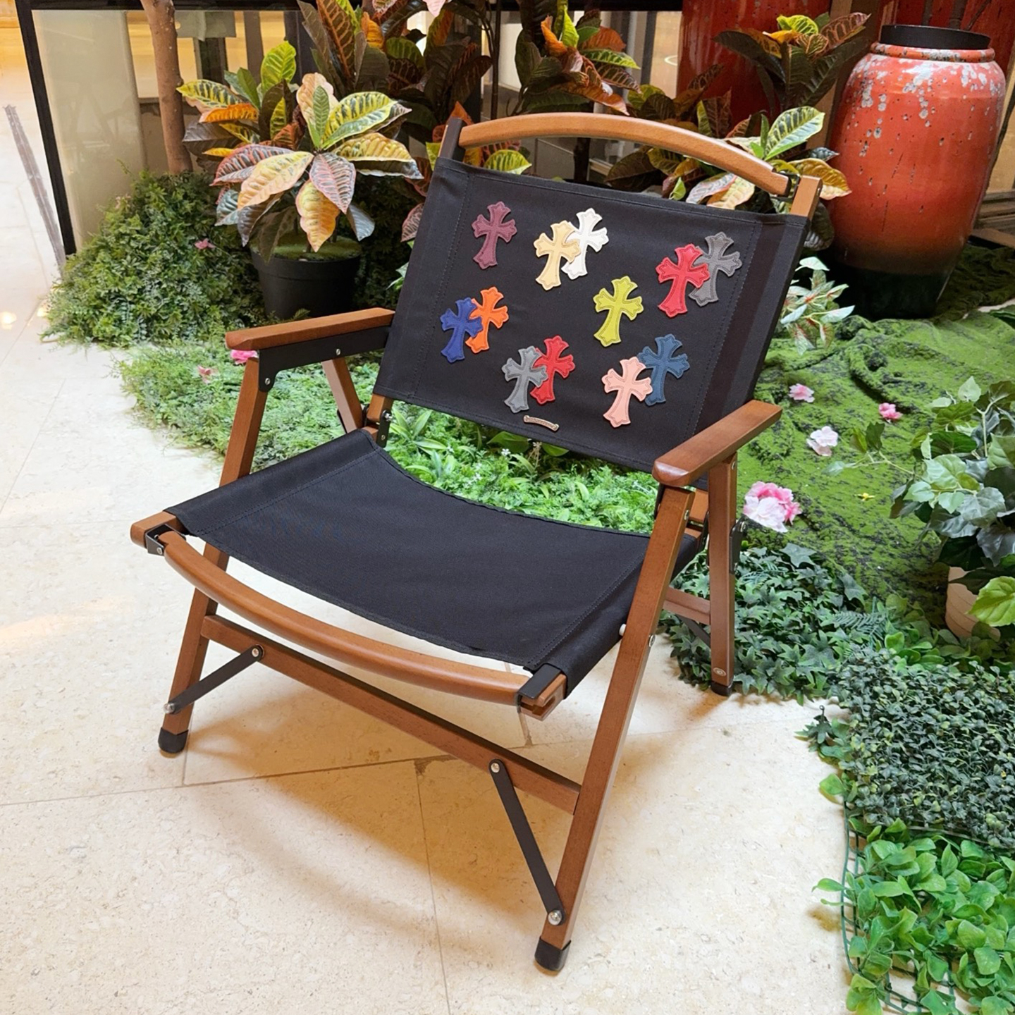 NIGO Chrome Hearts Cross Stitch High Street Trend Outdoor Chair Colorful Mit Chair Portable Picnic Camping Home Decor Accessories #nigo81479