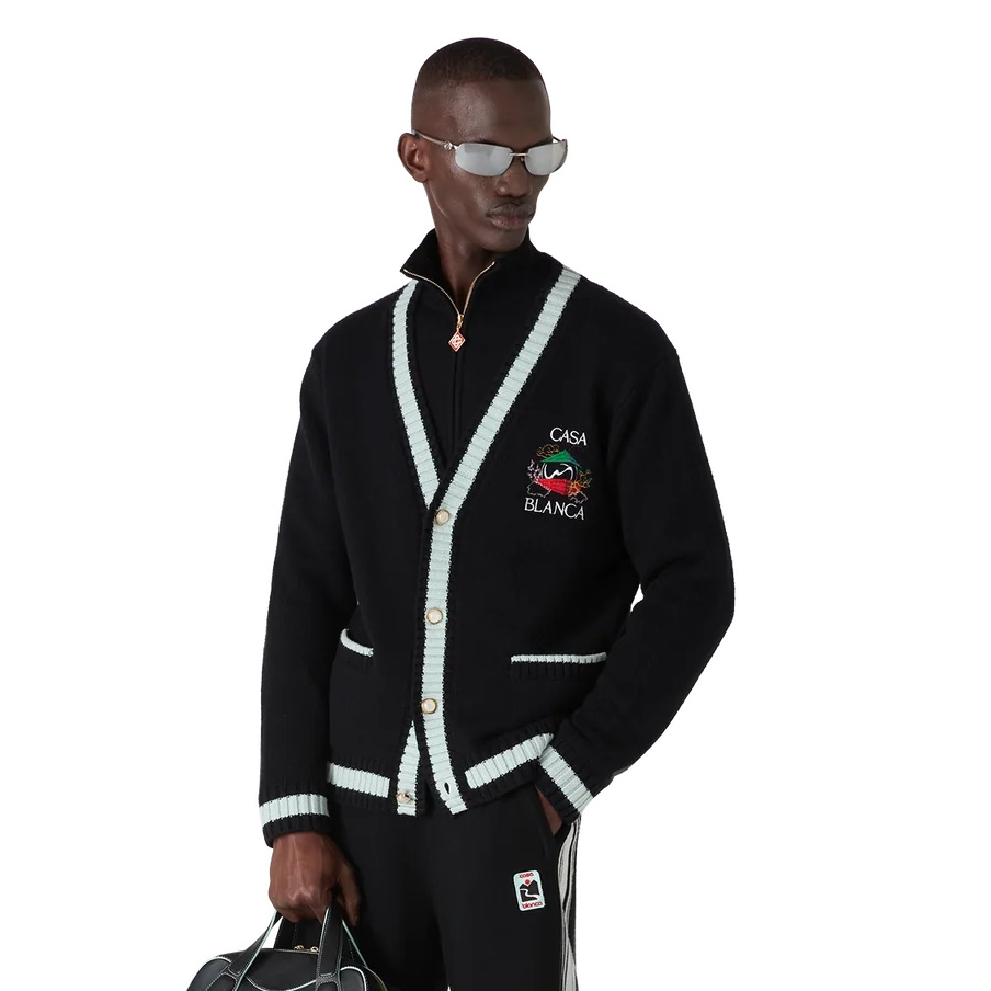 Nigo Casablanca Casa Mountain Temple Cardigan Men's And Women's Spring/autumn Fashion Casual Embroidered Badge V Neck Single Breasted Knitted Cardigan #nigo78324