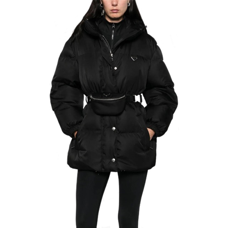 NIGO Prada Women's Autumn/Winter Single-Breasted Nylon Belt Long-Sleeved Solid Color Hooded Puffer Down Jacket Ngvp #nigo81482