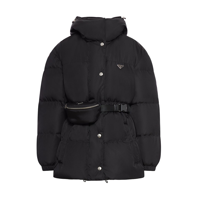 NIGO Prada Women's Autumn/Winter Single-Breasted Nylon Belt Long-Sleeved Solid Color Hooded Puffer Down Jacket Ngvp #nigo81482