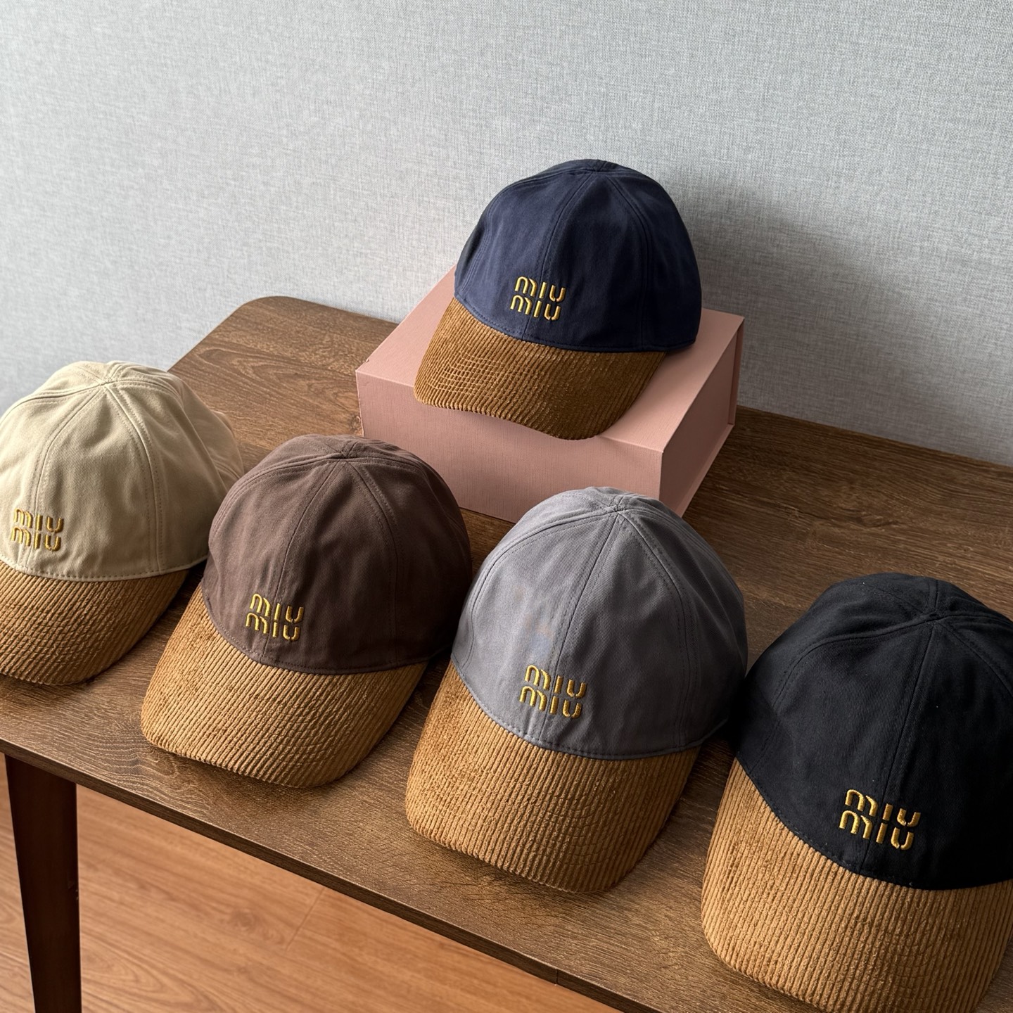 NIGO MiuMiu Men's And Women's Logo Embroidered Cotton Duckbill Cap Corduroy Two-Tone Baseball Cap Hat  Accessories #nigo81472