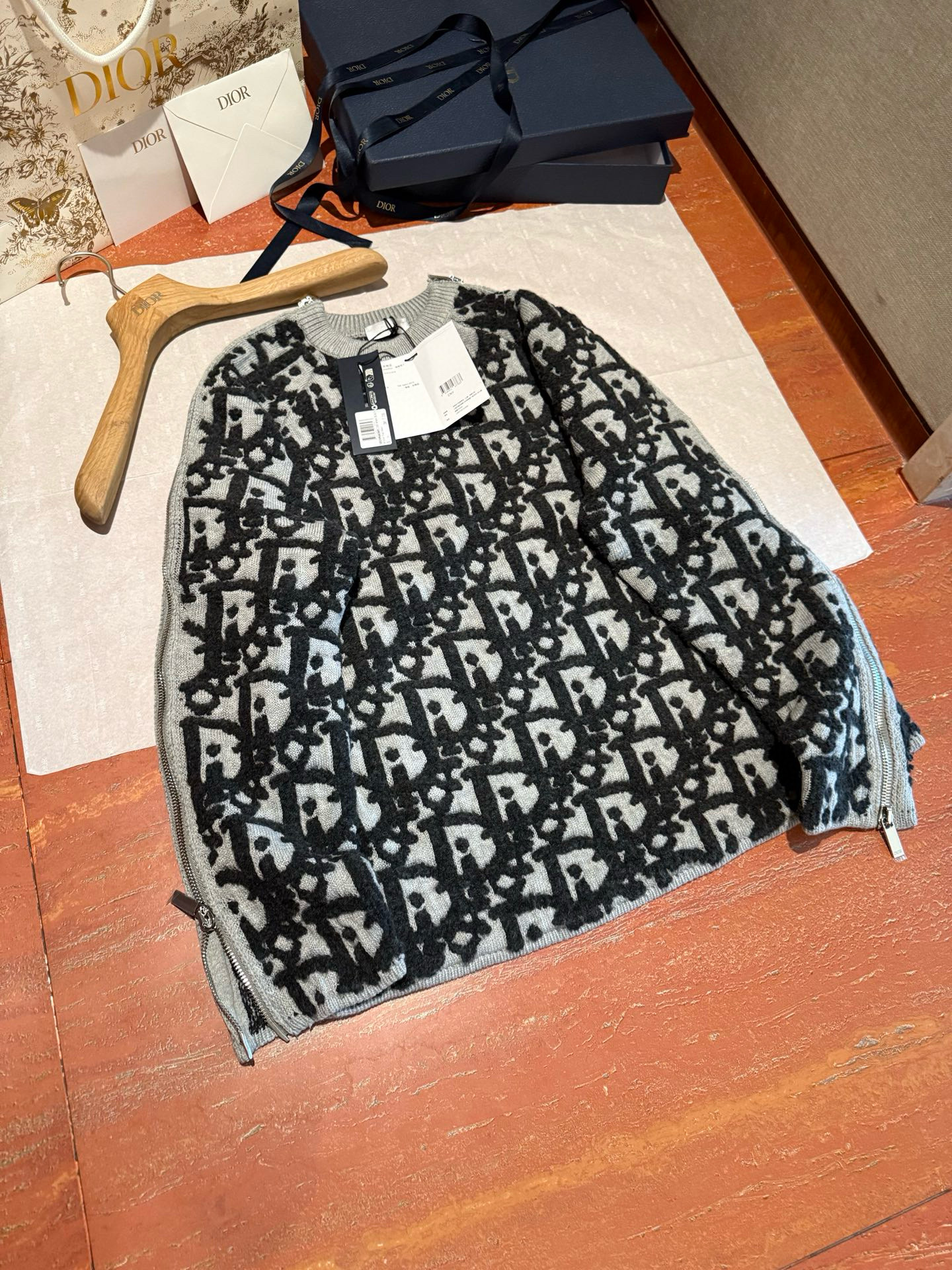 NIGO Dior Men's Autumn/Winter Oblique Print Round Neck Long Sleeve Sweater Solid Color Cotton Blend Jacquard Knit Sweater #nigo81476