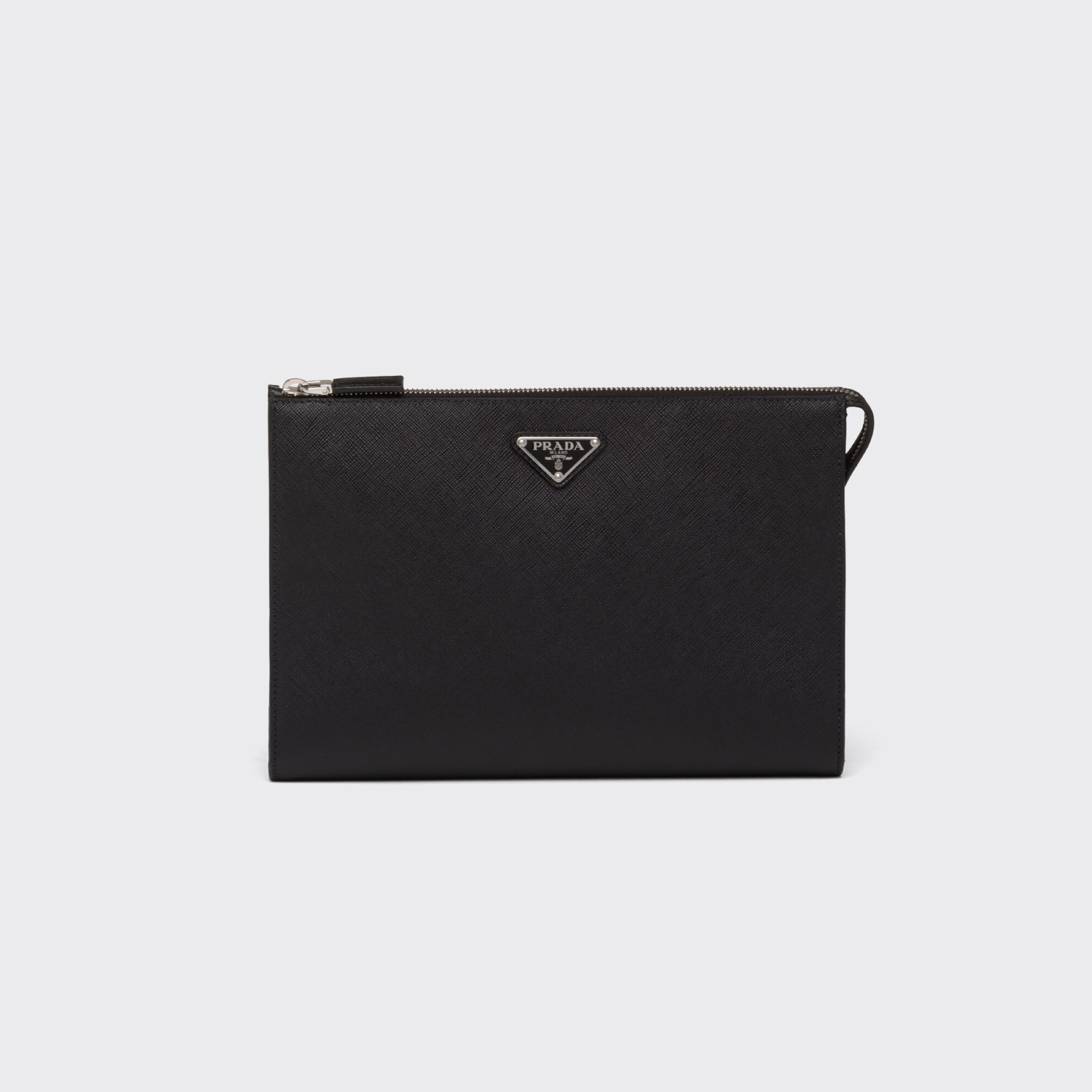 NIGO Prada Men's Fashion Classic Solid Color Enamel Metal Triangle Logo Zipper Closure Saffiano Leather Clutch Bag Bags 2VF030_9Z2_F0002_V_DON #nigo78329