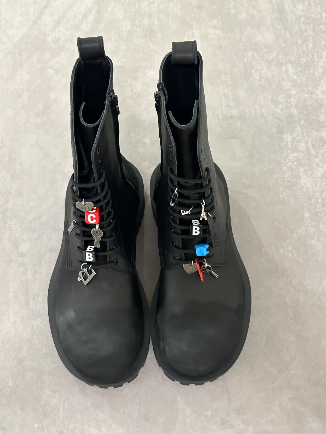 NIGO Balenciaga Men's Hummer Lace-up Bootie In Black Lace-up Leather Shoes Ankle Boots With Large Pendant Fashionable And Trendy Casual Thick-soled Short Boots Ngvp #nigo2244