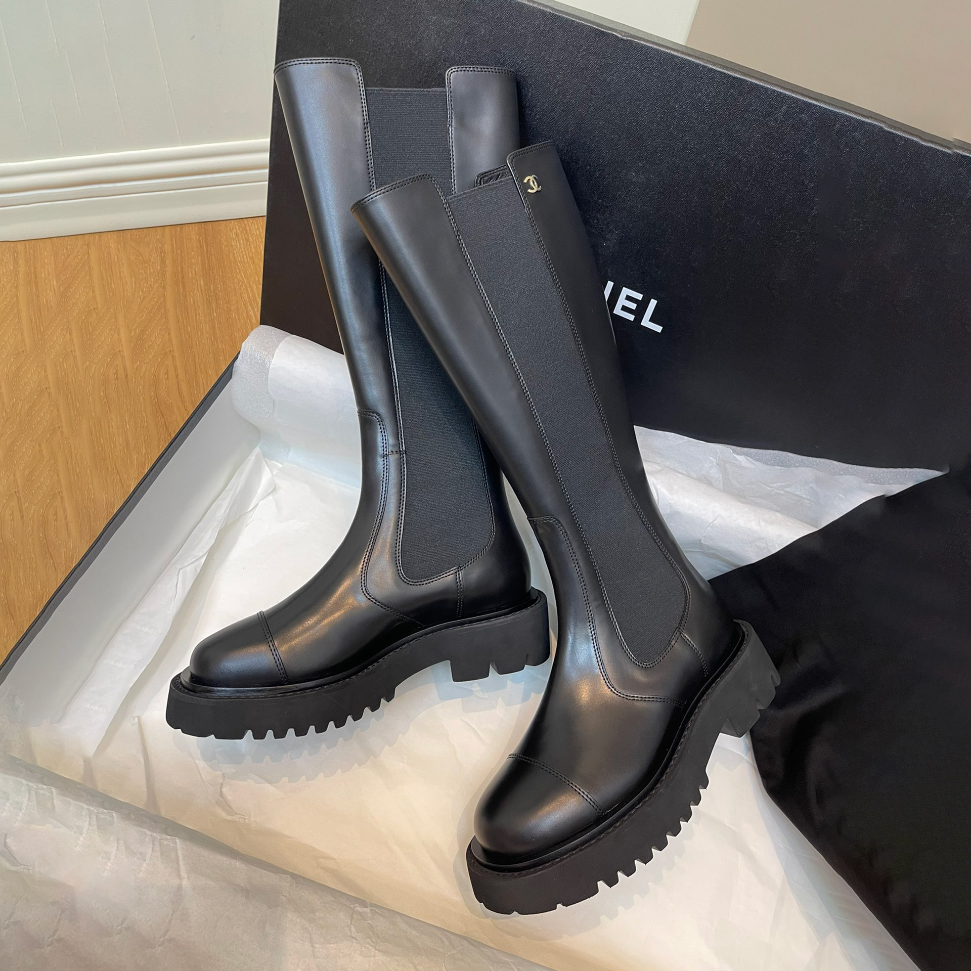 NIGO Chanel Women's Autumn/Winter Fashion Casual Round Toe Zipper Suede Sheepskin Calfskin High Top Boots  Shoes #nigo78335