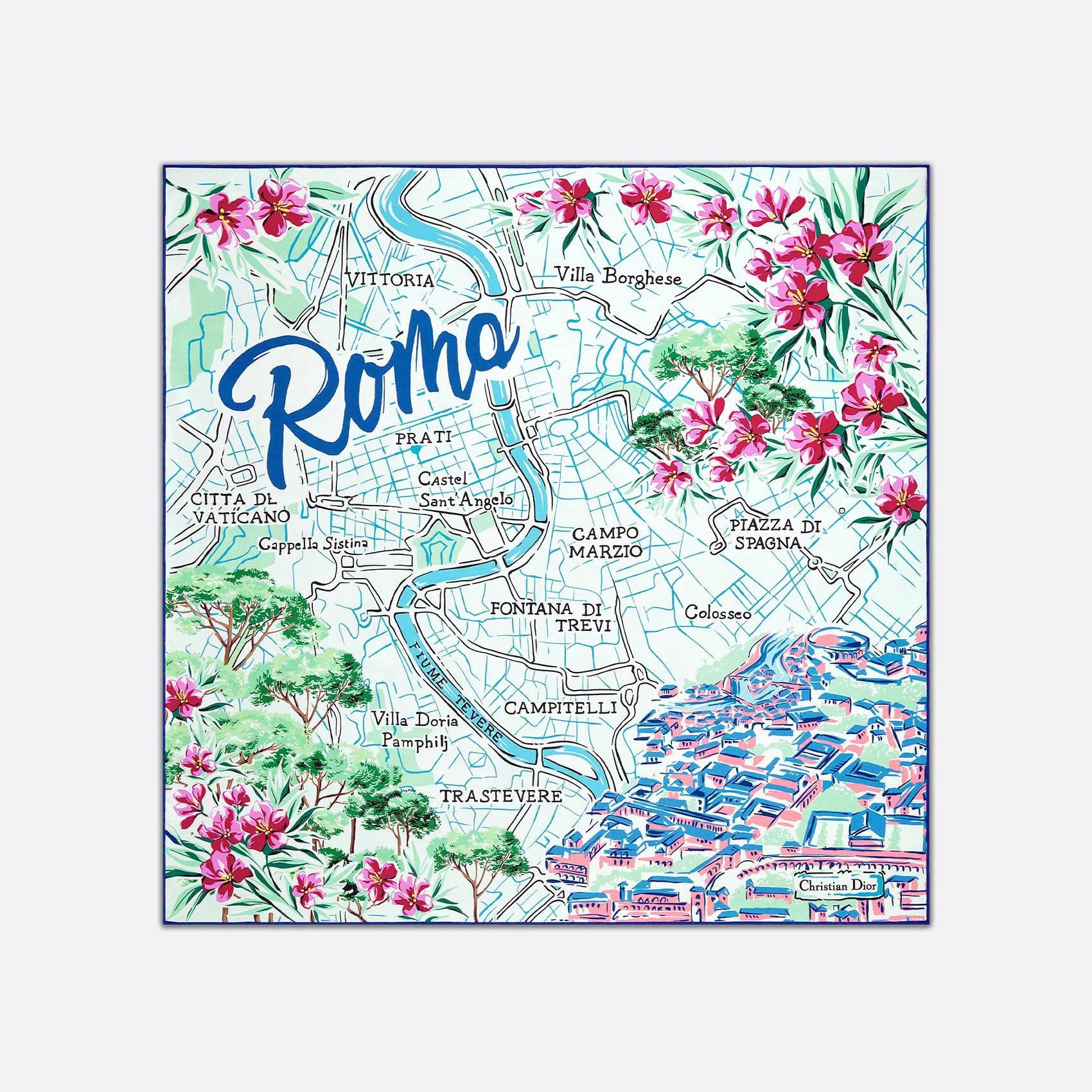 NIGO Dior Women's Fashion Casual Silk Twill Fabric Souvenir Pattern Printed Square Scarf  Accessories #nigo78333