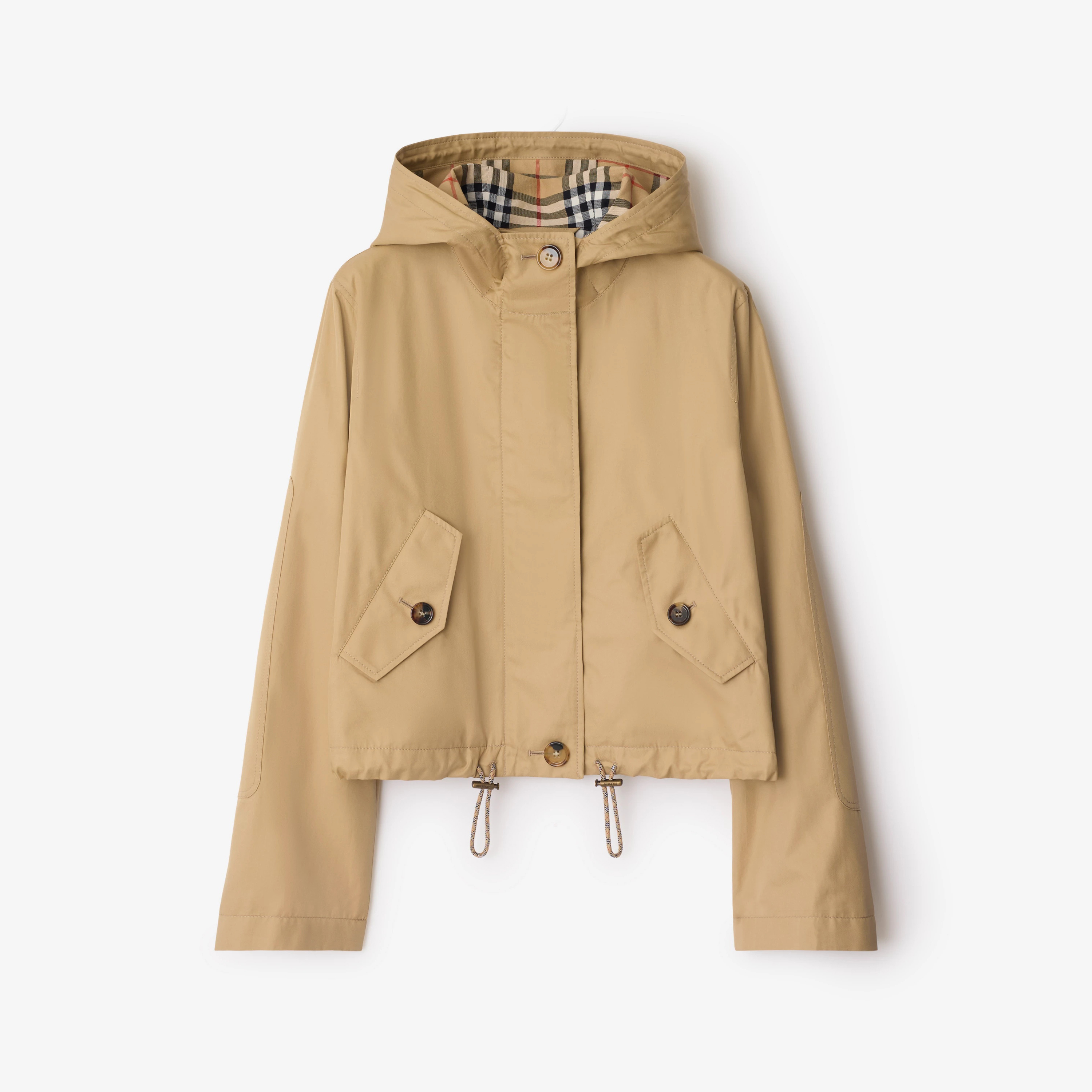 NIGO Burberry Women's Spring/Summer Casual Fashion Solid Color Hooded Zipper Checkered Cotton Fabric Waist Cinching Design Short Jacket #nigo78341