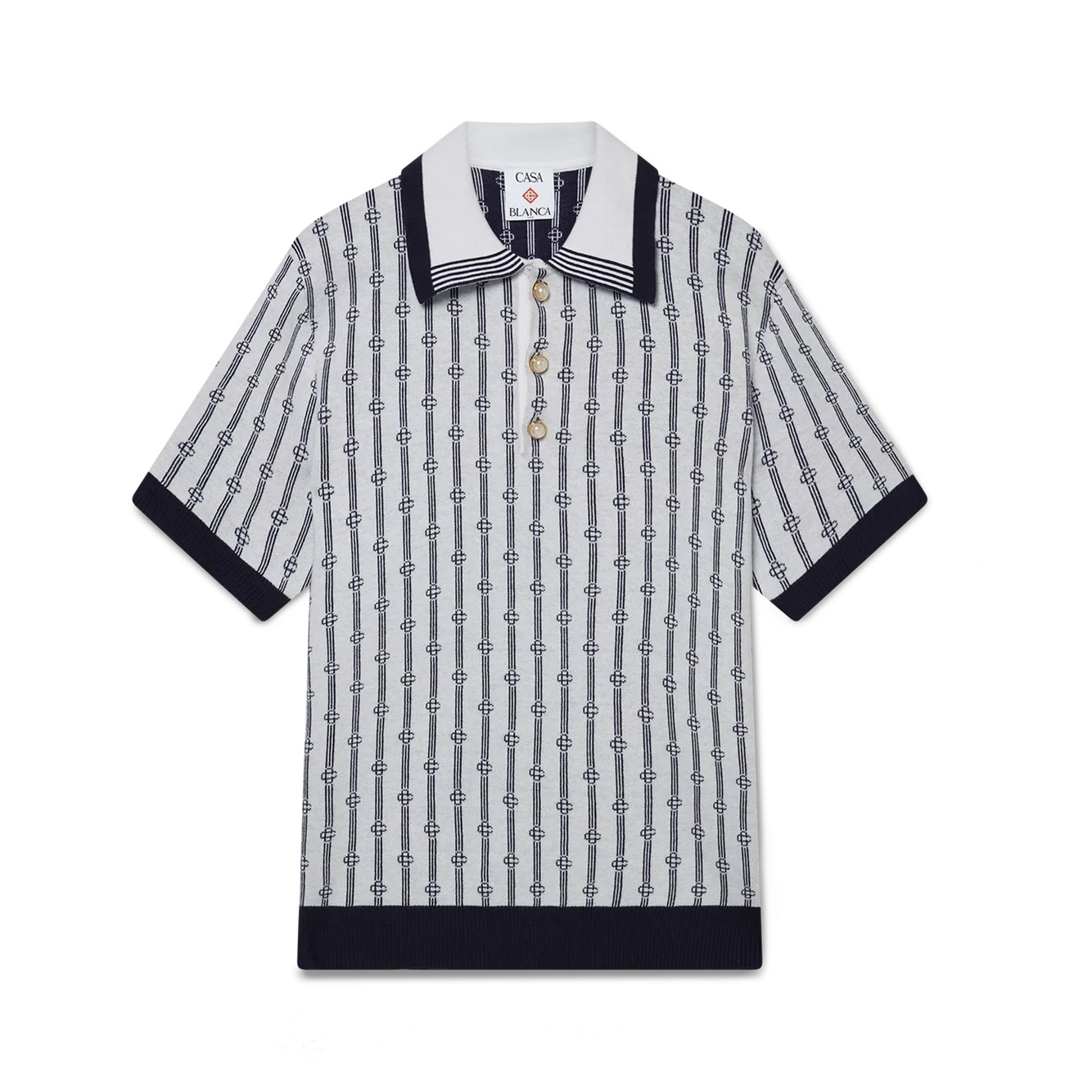NIGO Casablanca Men's And Women's Summer Fashion Casual Collared Letter Combination Striped Knitted Polo Shirt Short Sleeved T-Shirt #nigo78332