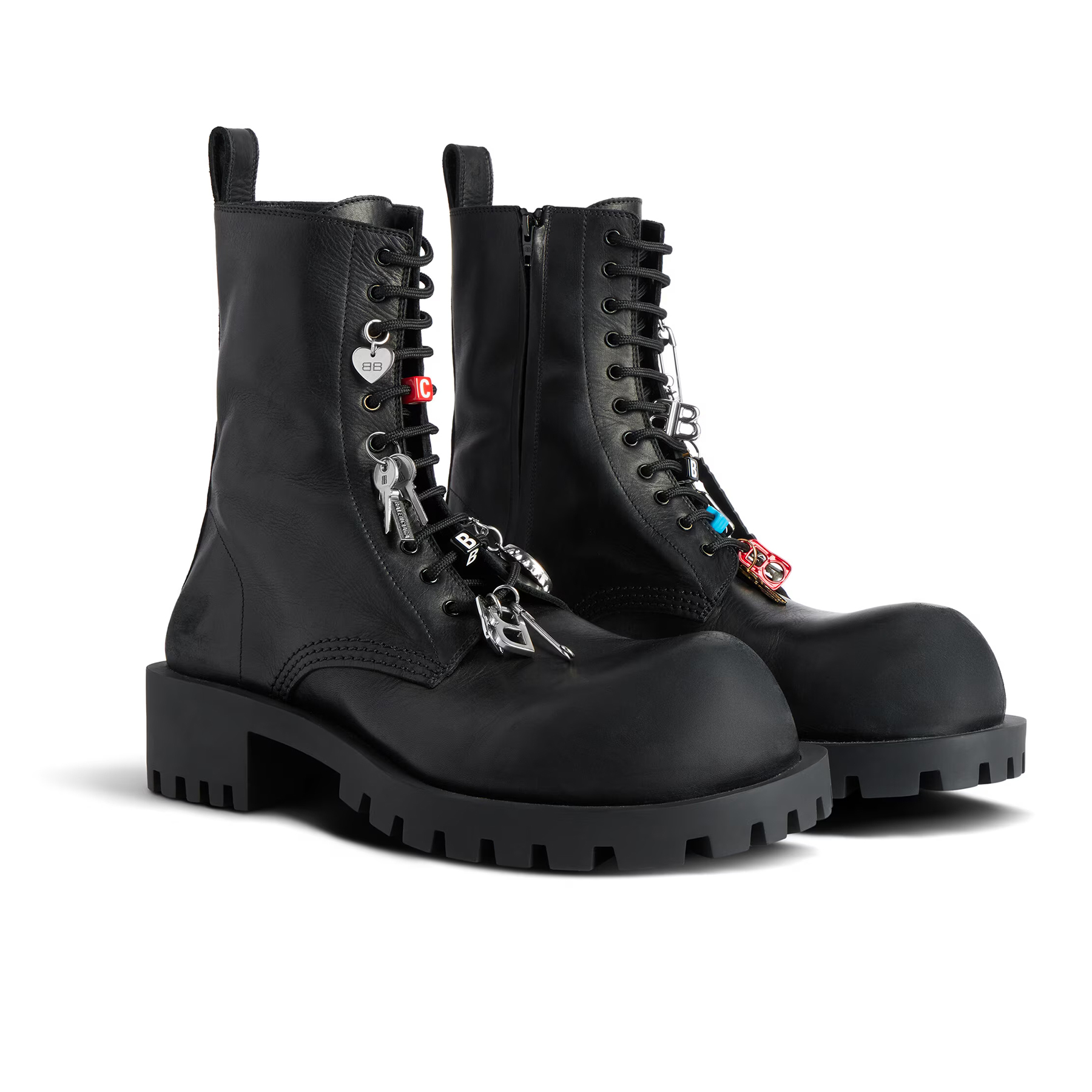 NIGO Balenciaga Men's Hummer Lace-up Bootie In Black Lace-up Leather Shoes Ankle Boots With Large Pendant Fashionable And Trendy Casual Thick-soled Short Boots Ngvp #nigo2244
