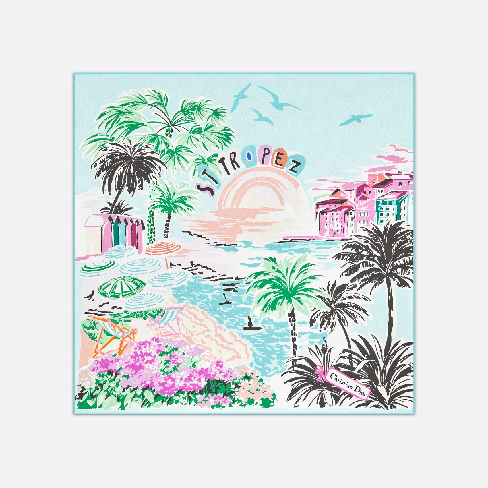 NIGO Dior Women's Fashion Casual Silk Twill Fabric Souvenir Pattern Printed Square Scarf  Accessories #nigo78333