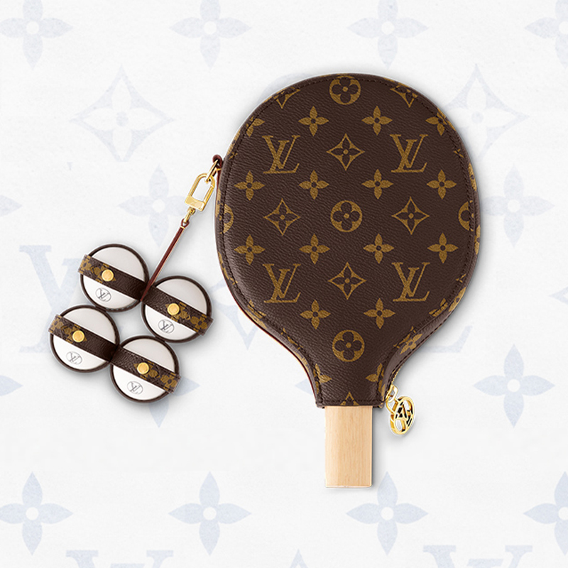 NIGO Louis Vuitton Men's And Women's Solid Color Vintage Portable Zippered Table Tennis Racket Bag Set Includes One Racket Cover, One Ball Cover, One Pair Of Solid Wood Rackets, Four Table Tennis Balls, And A Gift Box Accessories #nigo81486