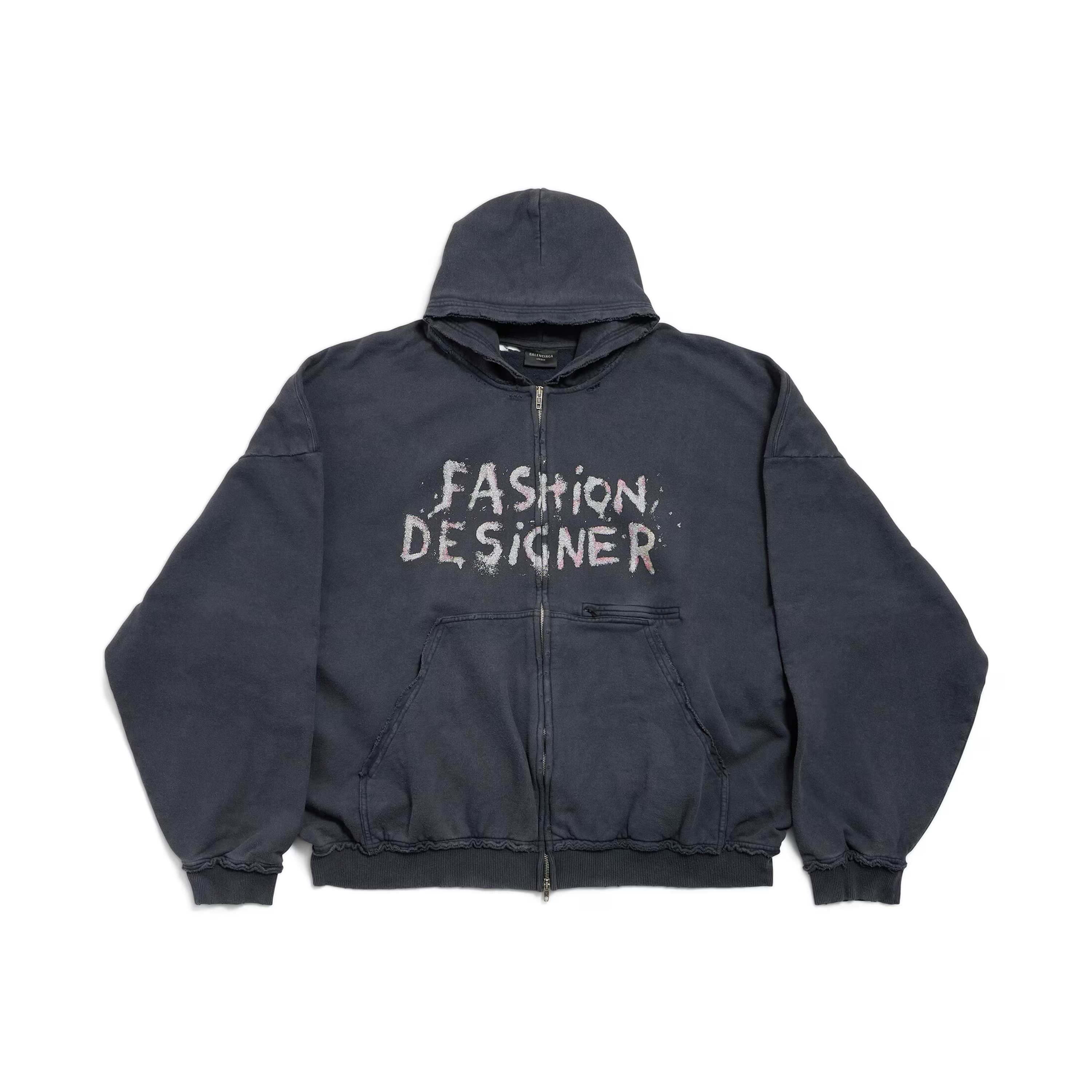 NIGO Balenciaga ﻿Men's And Women's Retro High Street Fashion Designer Pulled Zipper Large Fit Hoodie With Letter Print Faded Black Sweatshirt Ngvp #nigo2285