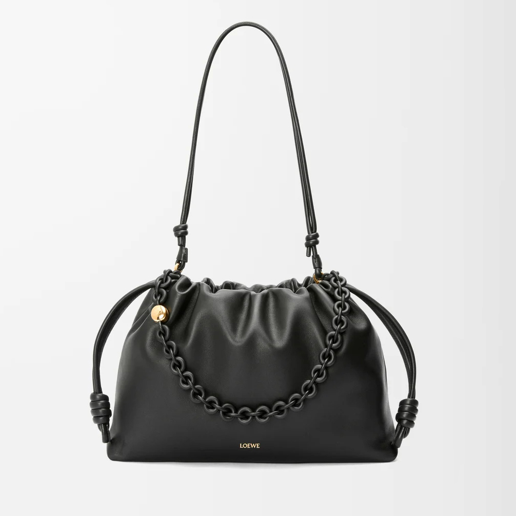 NIGO Loewe Flamenco Purse Women's Fashion Classic Solid Color Soft Napa Lambskin Leather Pleated Design Brand Logo Magnetic Buckle Closure Crossbody Bag Shoulder Bag Handbag Bags A411FPDX01-6579 #nigo78346