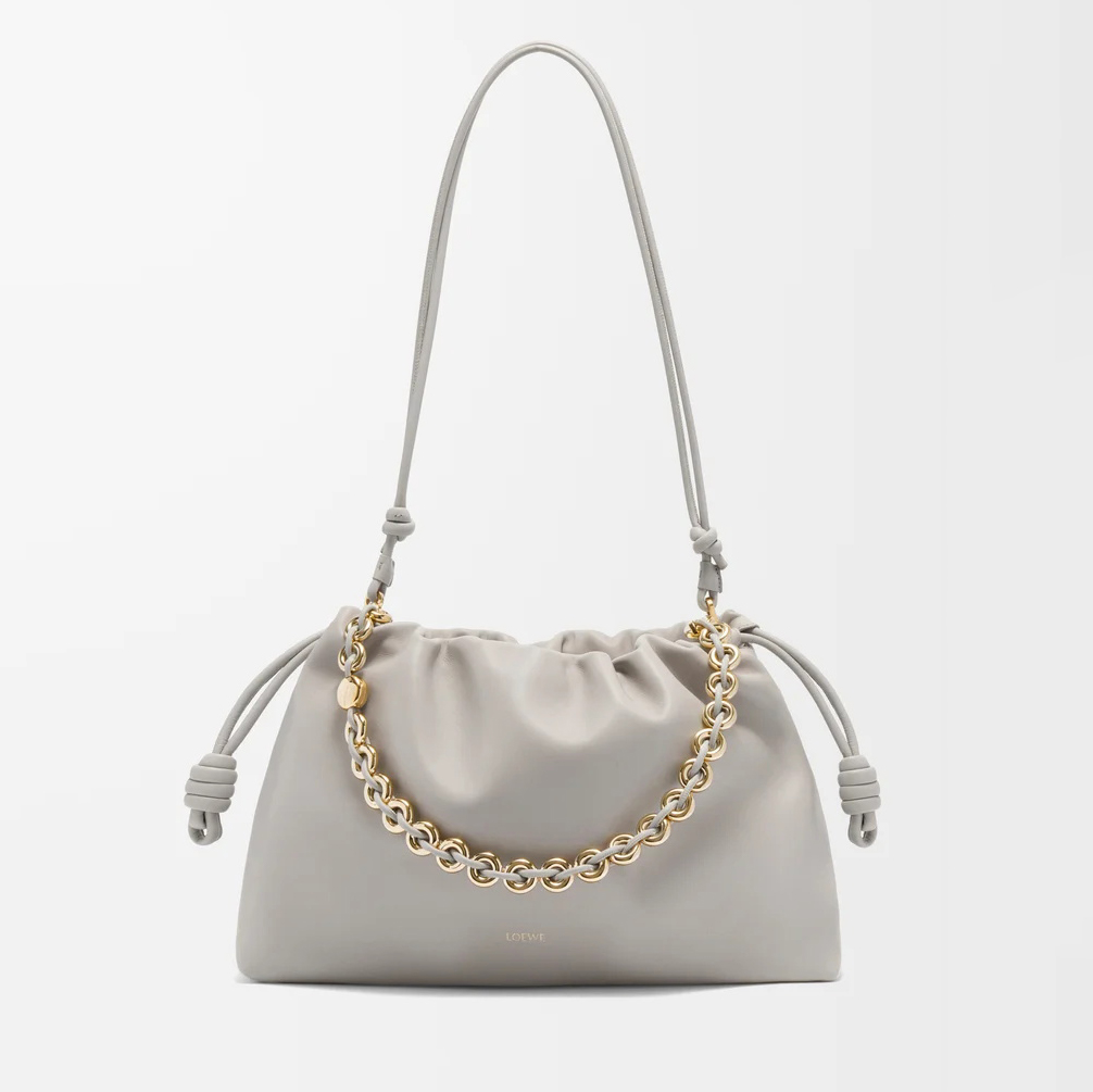 NIGO Loewe Flamenco Purse Women's Fashion Classic Solid Color Soft Napa Lambskin Leather Pleated Design Brand Logo Magnetic Buckle Closure Crossbody Bag Shoulder Bag Handbag Bags A411FPDX01-6579 #nigo78346