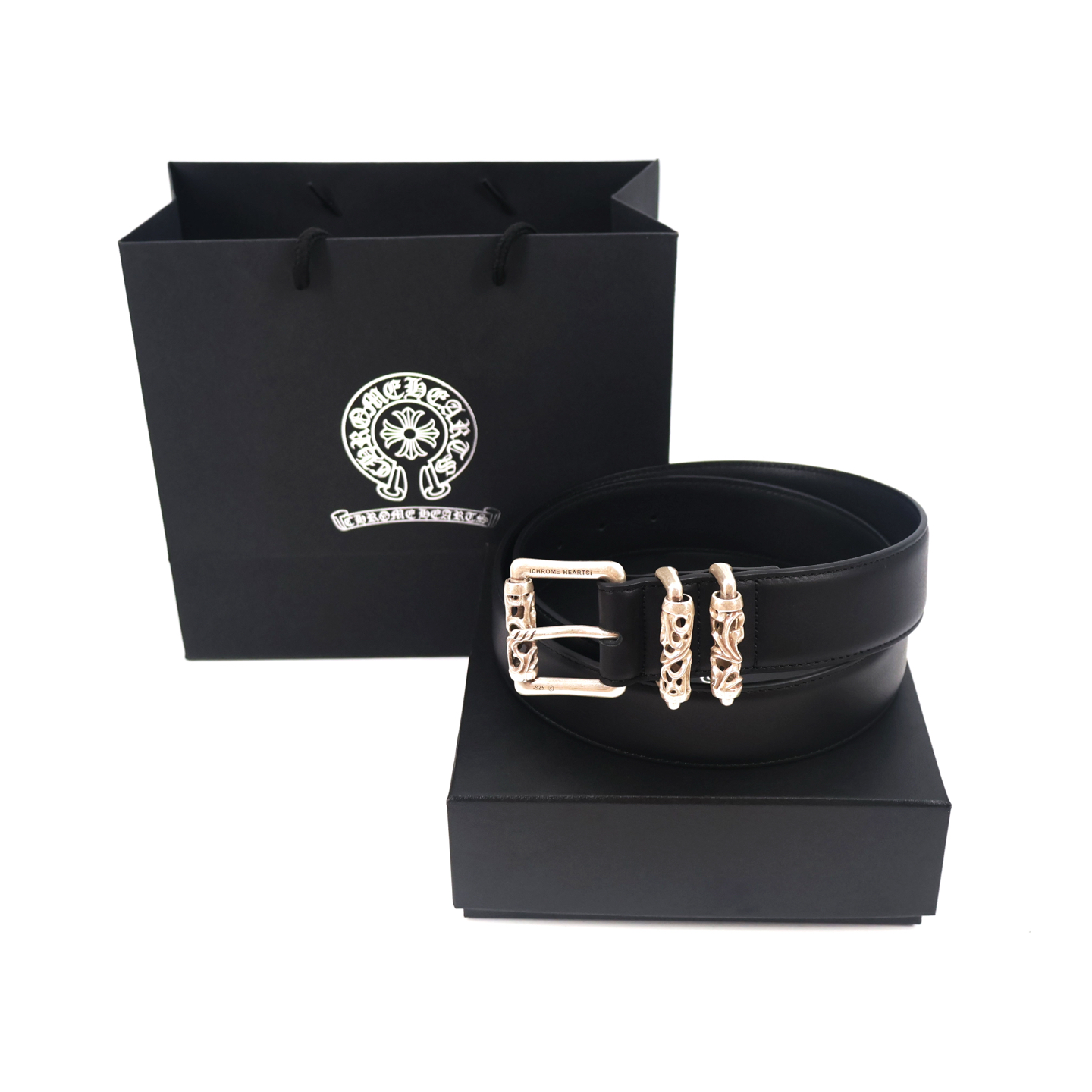 NIGO Chrome Hearts Men's And Women's Fashion Classic Sterling Silver Vine Craft Leather Belt Cowhide Material Belt  Accessories #nigo78342