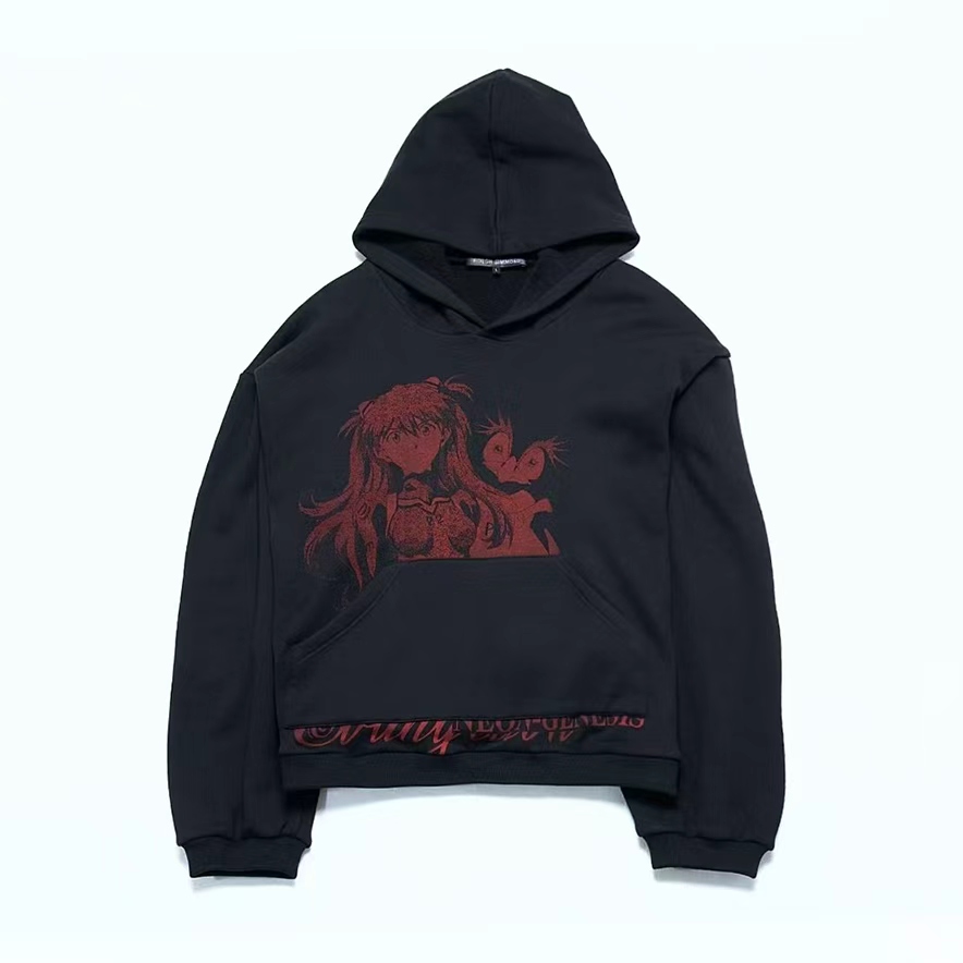 NIGO Rough Simmons Men's Fashion High Street Trend Black Red Akira Manga Do Old Print Washed Loose Hoodie Sweatshirt Ngvp #nigo2253