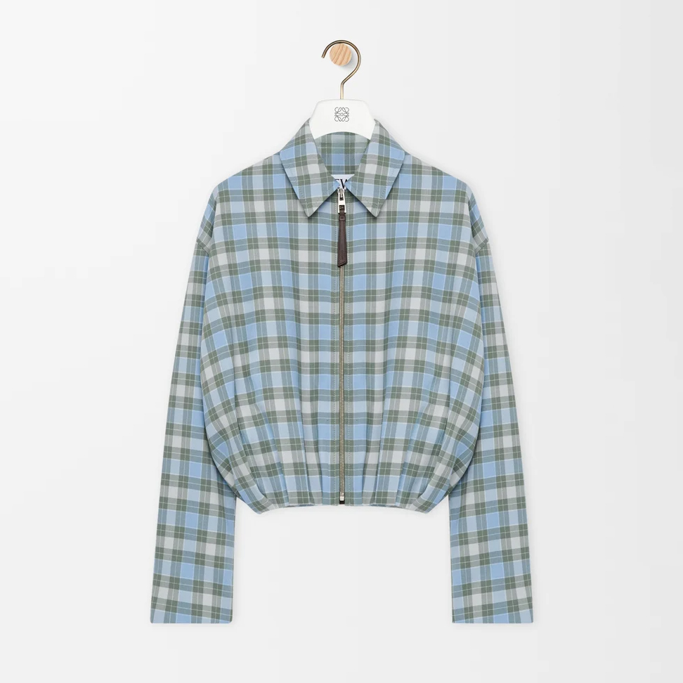 NIGO Loewe Women's Spring/autumn Fashion Casual Checkered Color Block Zipper Collar Short High Waisted Shirt Jacket Waist Cinching Checkered Color Block Casual Pleated Skirt Suit Set #nigo78358