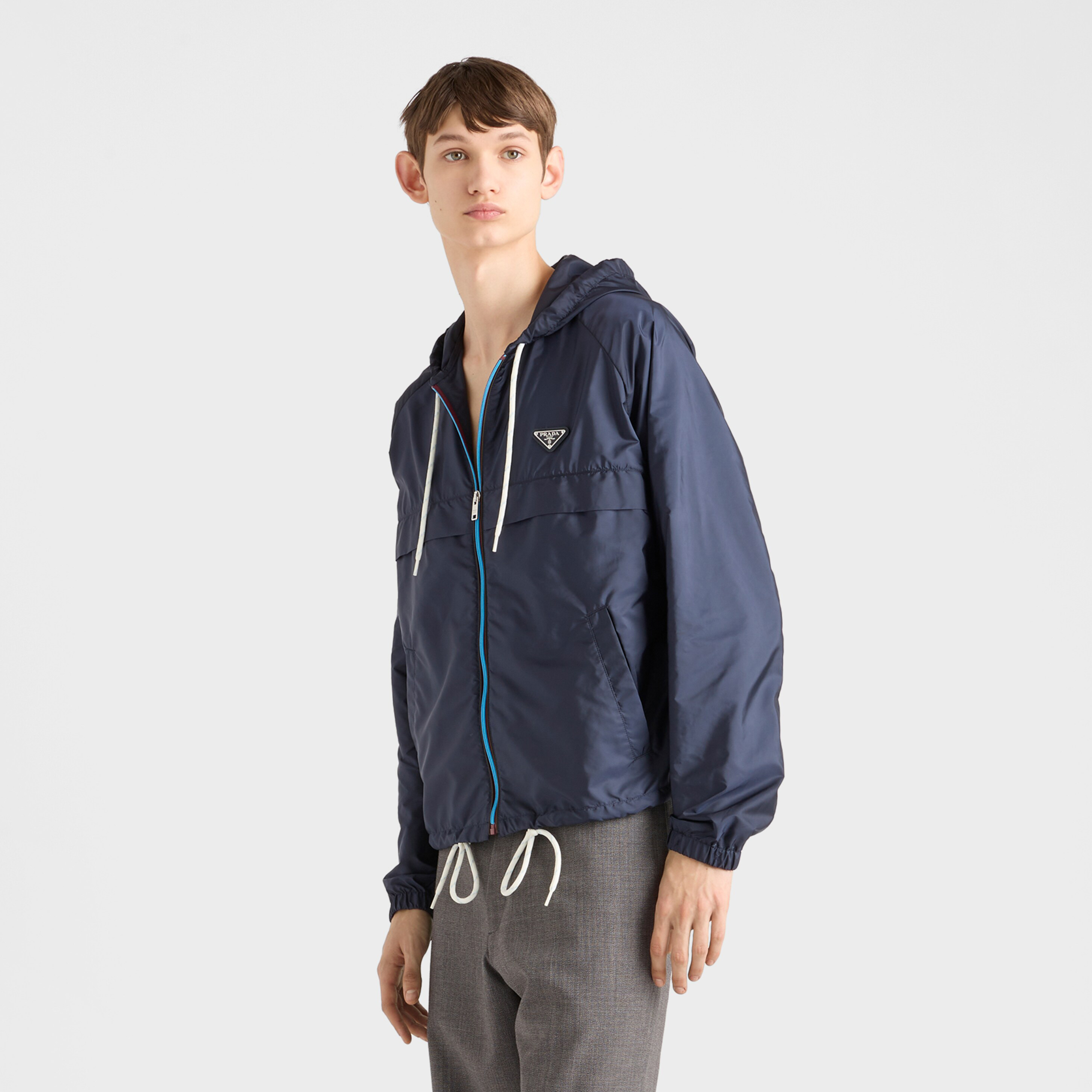 NIGO Prada Men's Spring/Summer Casual Fashion Zipper Hooded Elastic Waist Short Sports Jacket Recycled Nylon Short Jacket #nigo78354