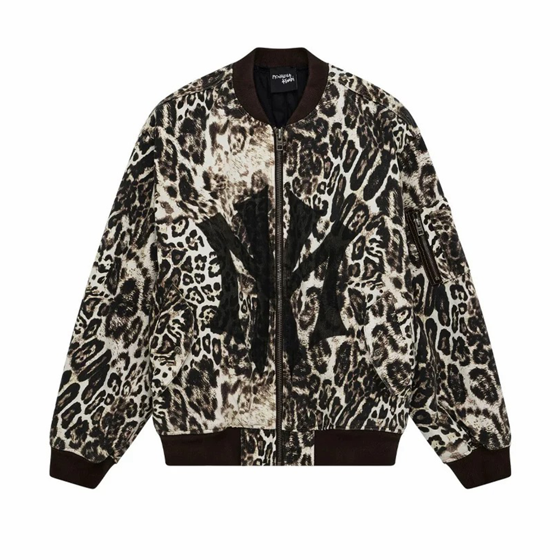 NIGO Mowalola X Ksubi Limited Edition Leopard Print Distressed Bomber Jacket Denim Cotton Jacket Fashionable High Street Cool Zipper Jacket Ngvp #nigo2252
