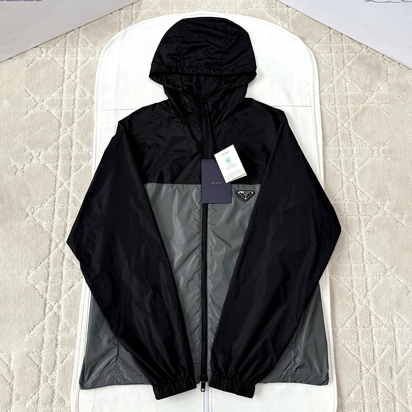 NIGO Prada Men's Spring/summer Fashion Casual Color Block Logo Badge Zipper Hooded Elastic Waist Loose Jacket Striped Patchwork Loose Cuffs Casual Pants Nylon Fabric Suit Set #nigo78355