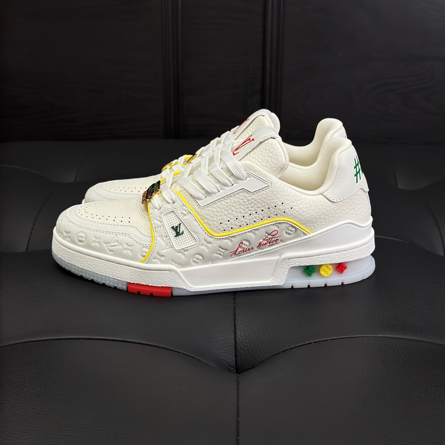 NIGO Louis Vuitton Men's And Women's Spring/summer Fashion Casual Round Toe Flat Lace Up Leather Low Top Casual Shoes #nigo78352