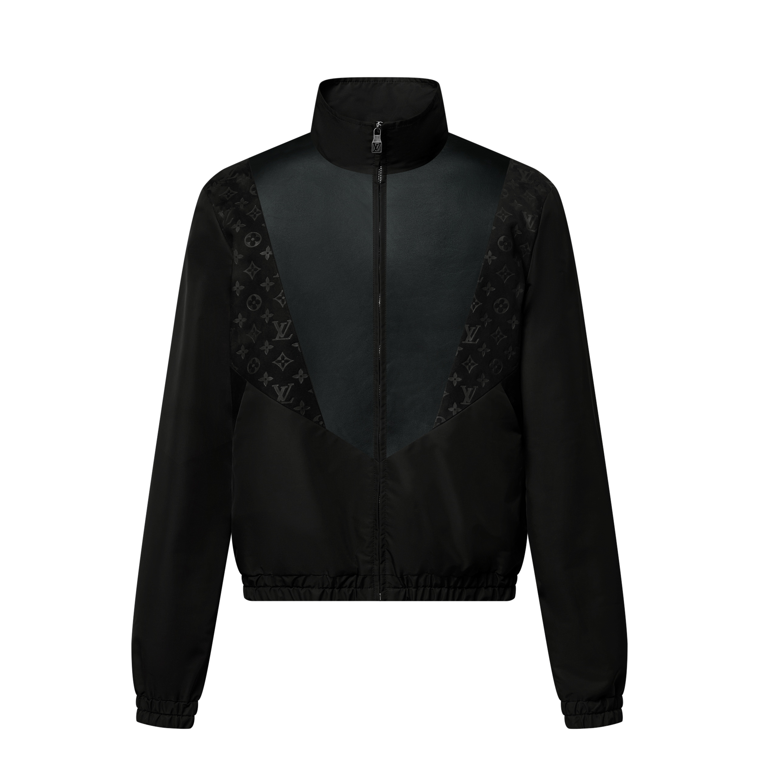 NIGO Louis Vuitton Men's Spring/summer Casual Fashion Solid Color Logo Embossed Zipper Cuff Elastic Mixed Leather Sports Jacket #nigo78366