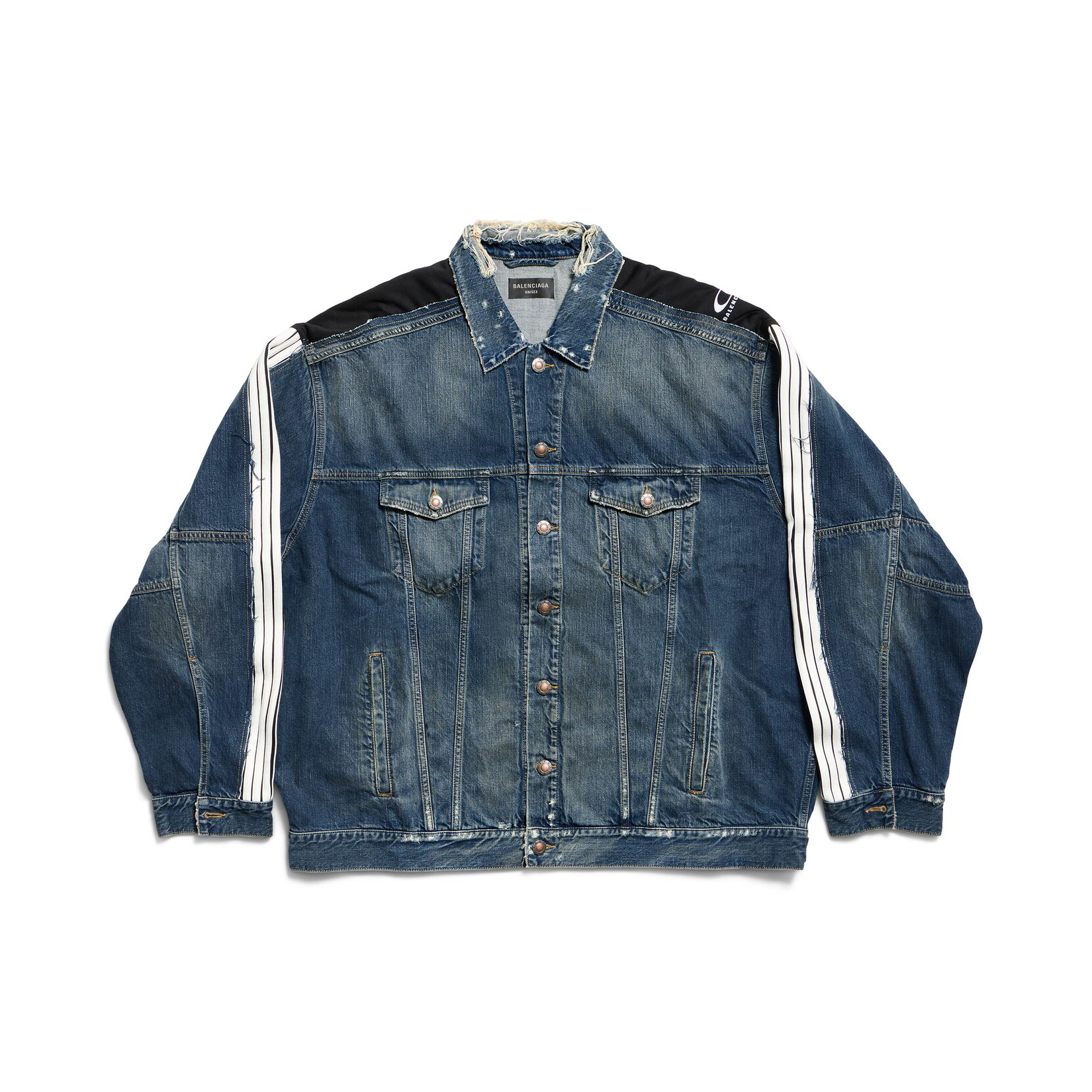 NIGO Balenciaga CUT-UP Men's Spring/autumn Fashion Casual Striped Single Breasted Pocket Striped Long Sleeved Collared Loose Fitting Denim Jacket #nigo78365