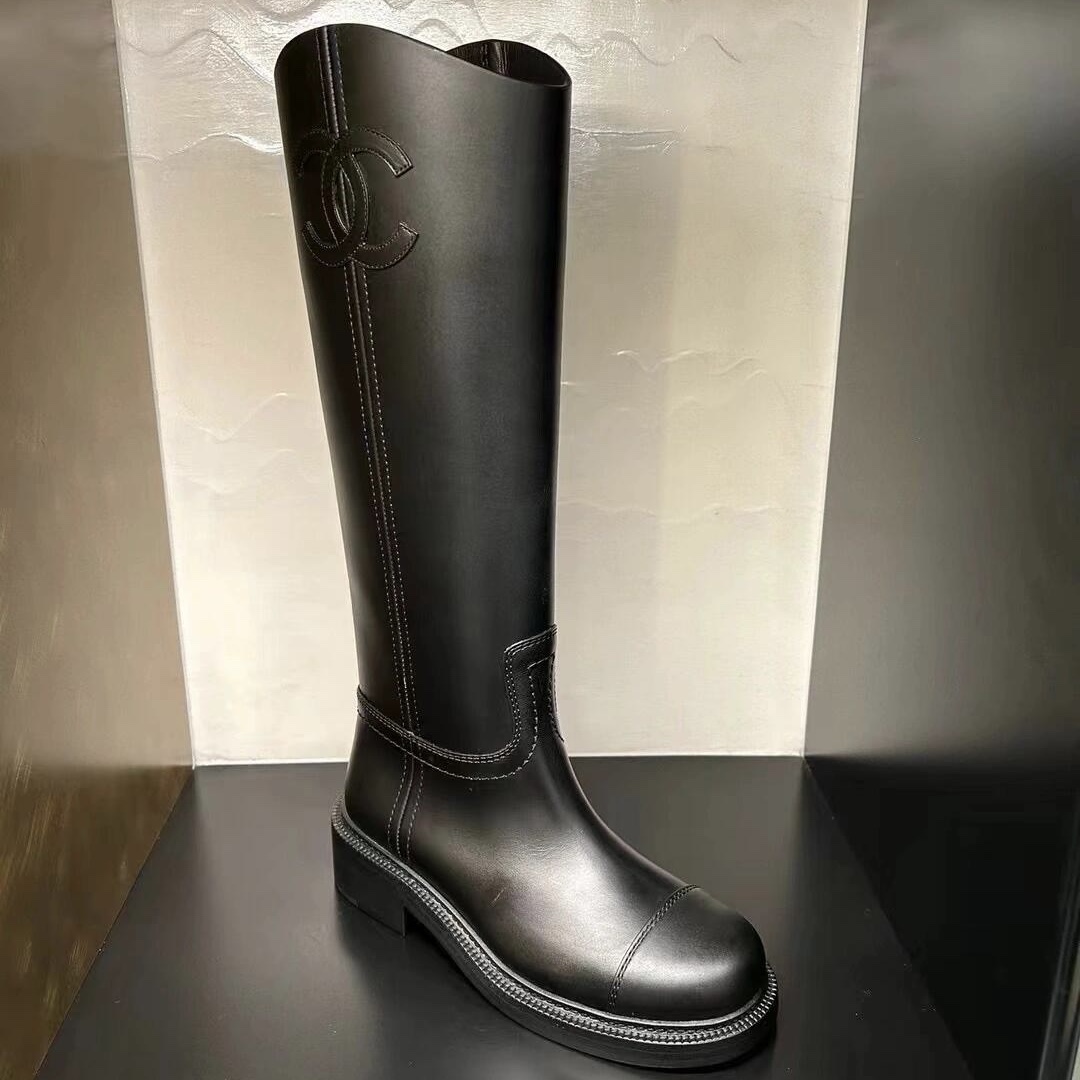 NIGO Chanel Women's Autumn/winter Classic Fashion Solid Color Leather Round Toe Long Boots High Boots Shoes #nigo78373