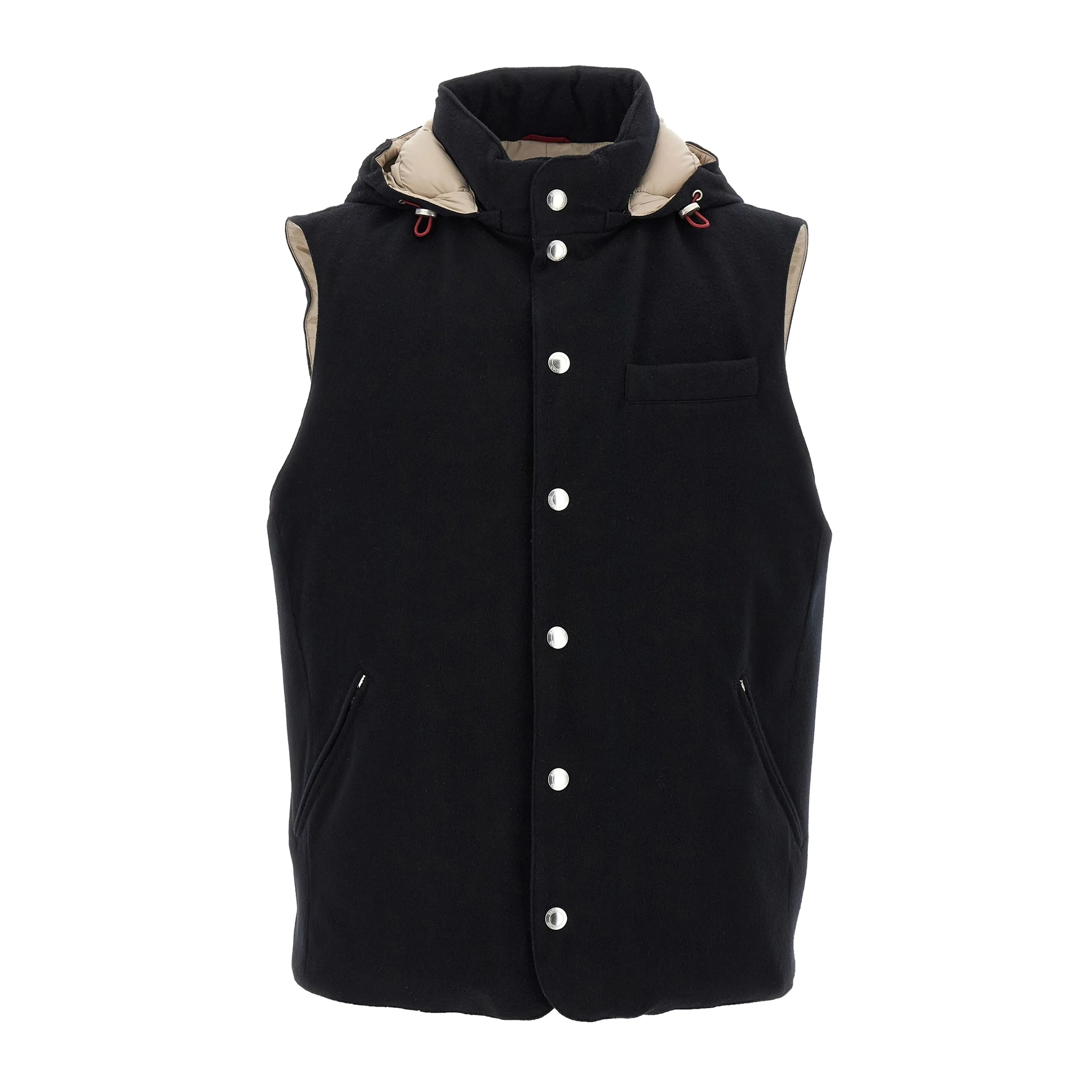 NIGO Brunello Cucinelli Men's Spring/Autumn Detachable Hooded Solid Color Single-Breasted Bonded Wool Flannel Down Vest Ngvp #nigo2293