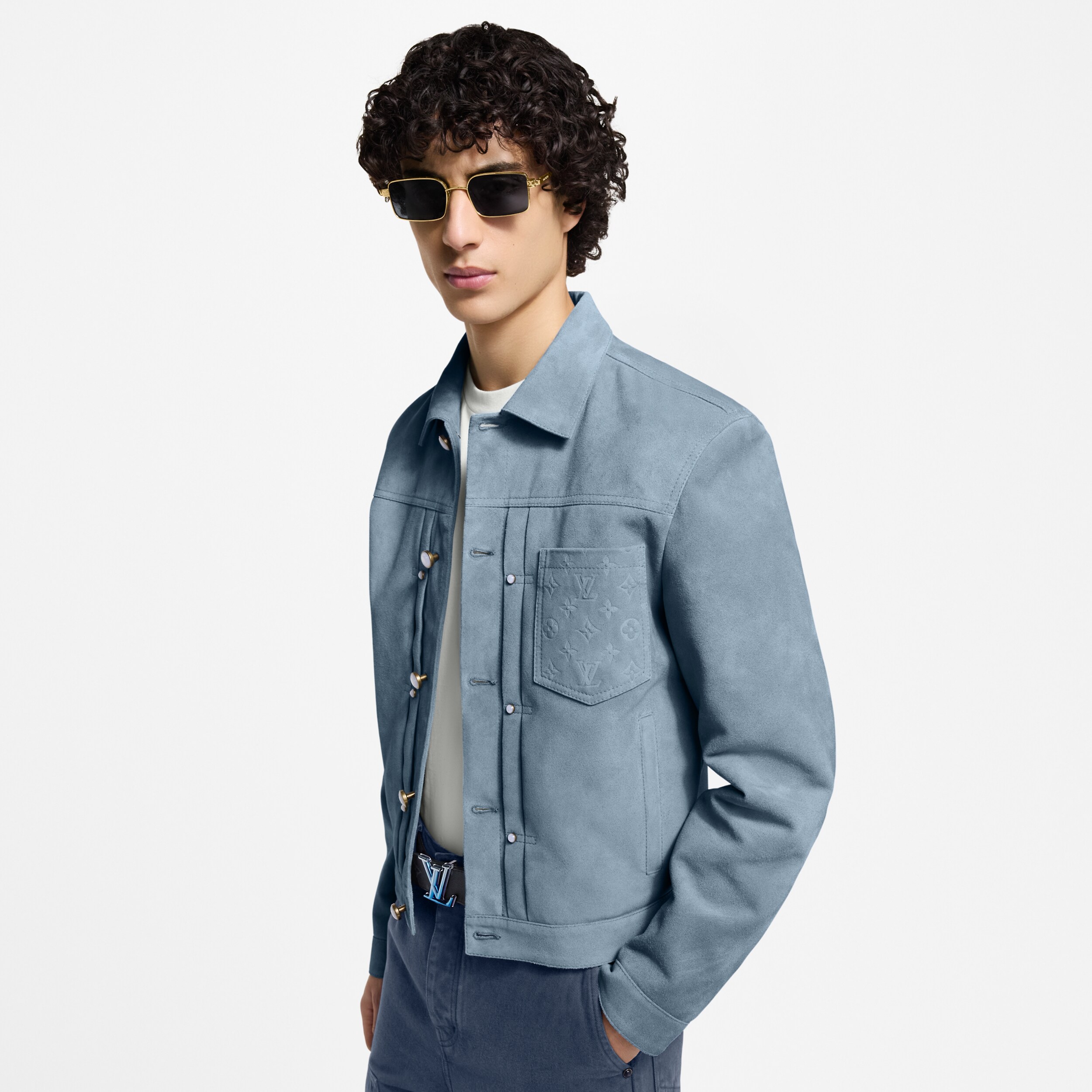NIGO Louis Vuitton TYPE II Men's Spring/autumn Fashion Casual Collared Single Breasted Classic Printed Suede Leather Long Sleeved Jacket #nigo78379