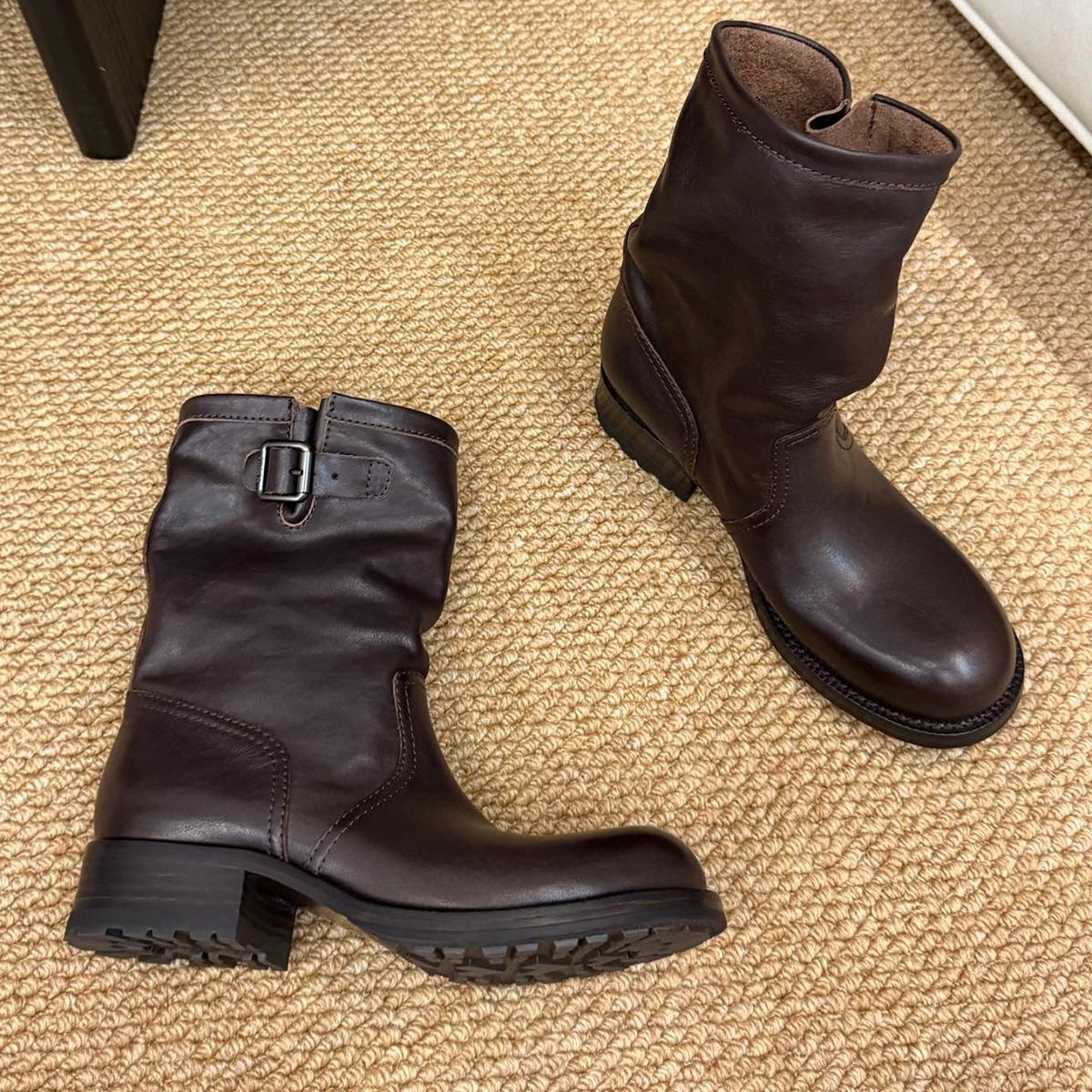 NIGO Prada Women's Fall And Winter Western Super Cool Independent Style Calf Boots Leather Buckle Fashion Trend Casual Mid-calf Knight Boots Shoes Ngvp #nigo2258