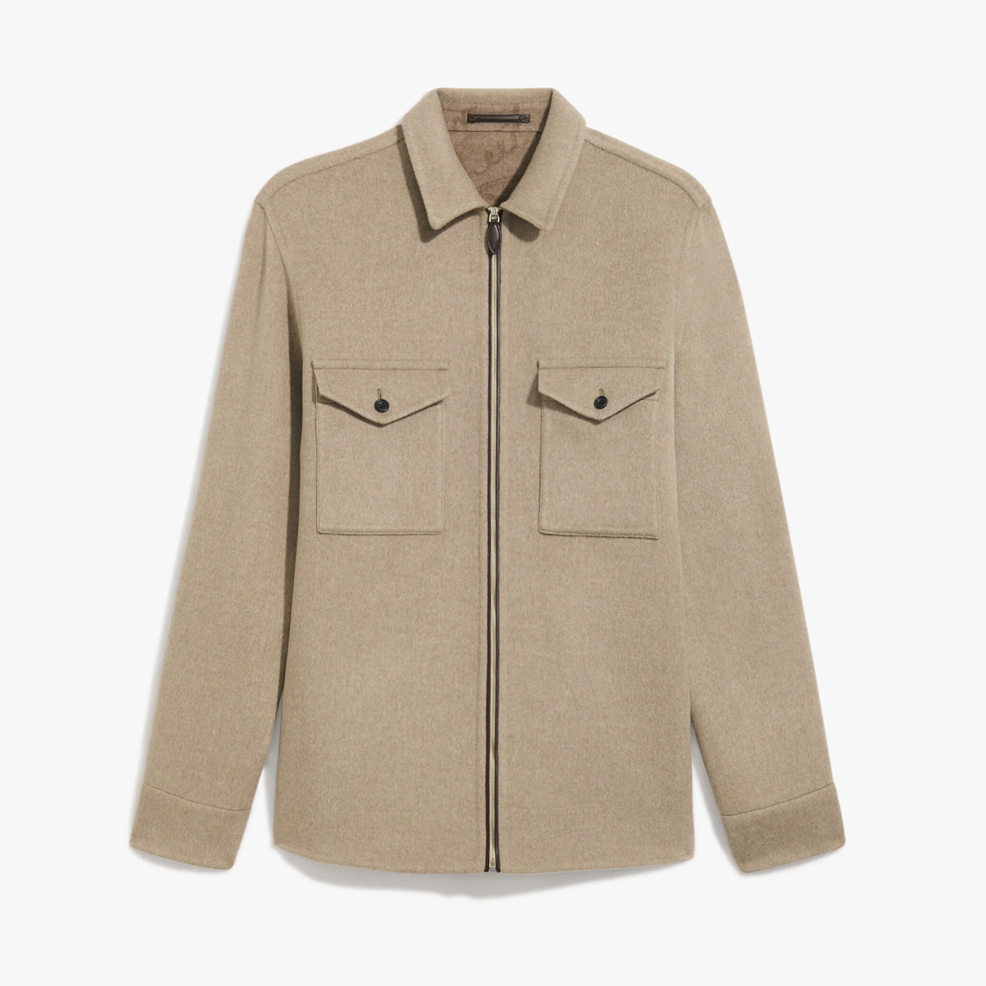 NIGO Berluti Men's Spring/Autumn Solid Color Patch Pocket Lapel Zipper Long Sleeve Jacket-Style Shirt Double-Sided Cashmere Wool Coat Ngvp #nigo2294