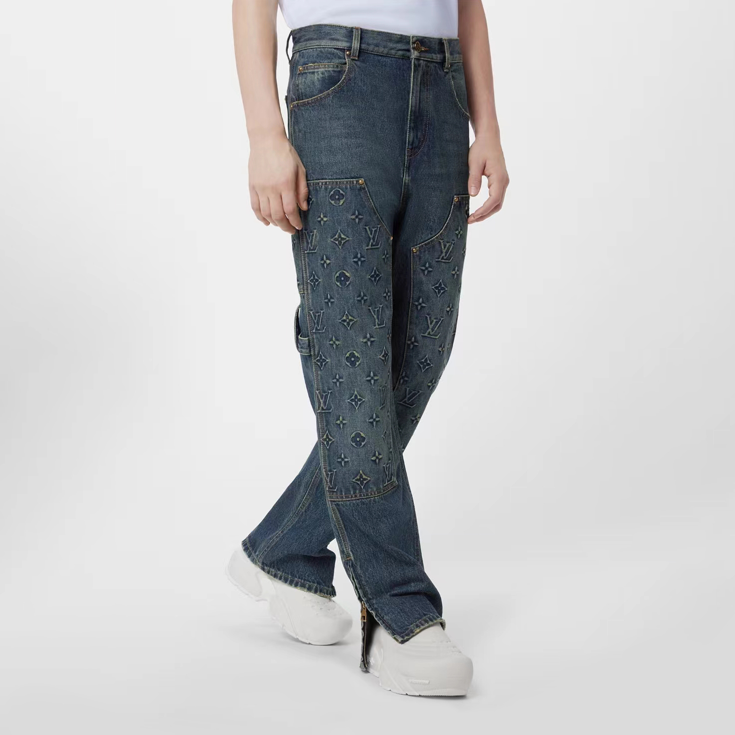 NIGO Louis Vuitton Men's Spring/autumn Fashion Casual Classic Logo Embossed Loose Straight Leg Workwear Denim Pants #nigo78388