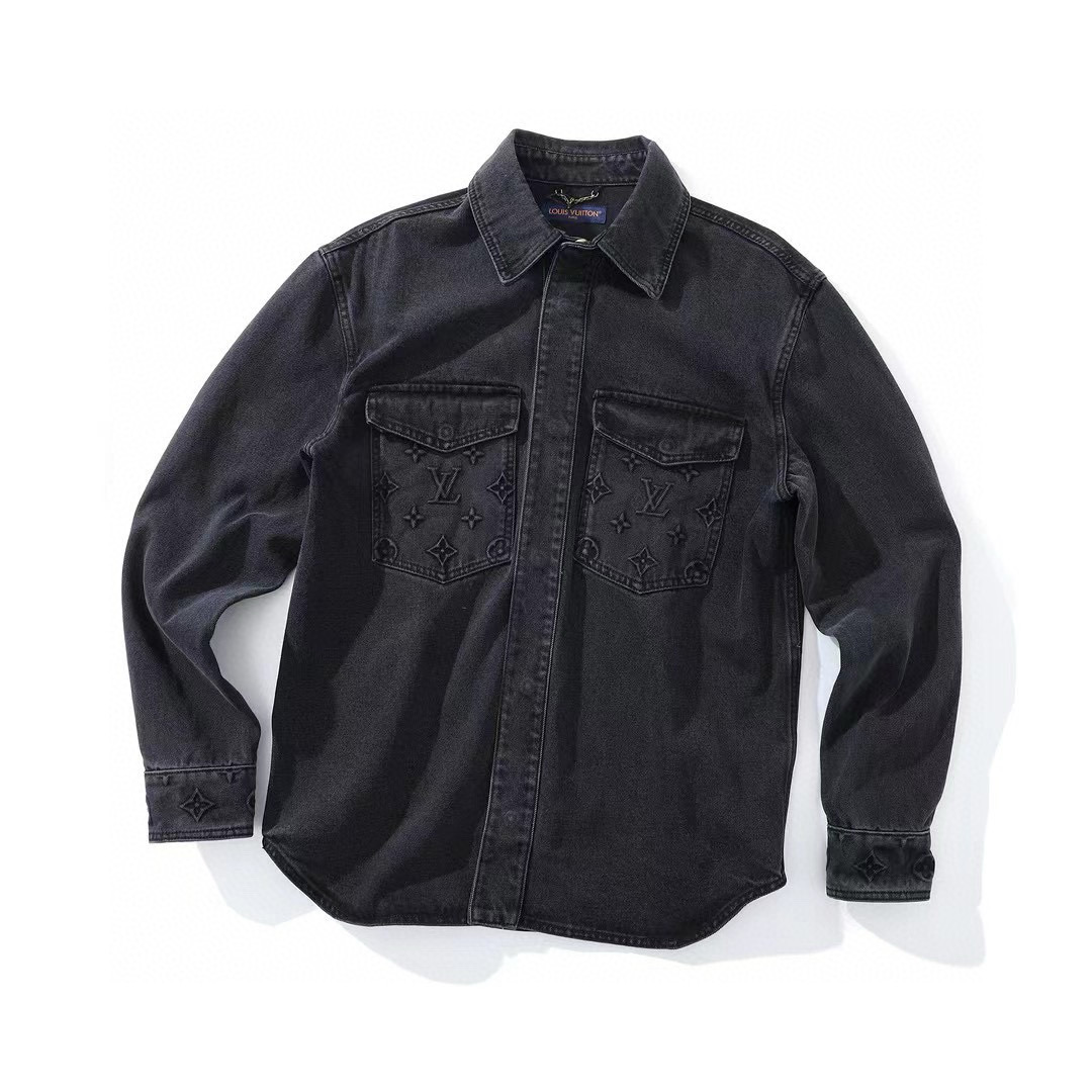 NIGO Louis Vuitton Men's Spring/autumn Fashion Casual Lapel Single Breasted Embossed Washed Denim Jacket #nigo78387