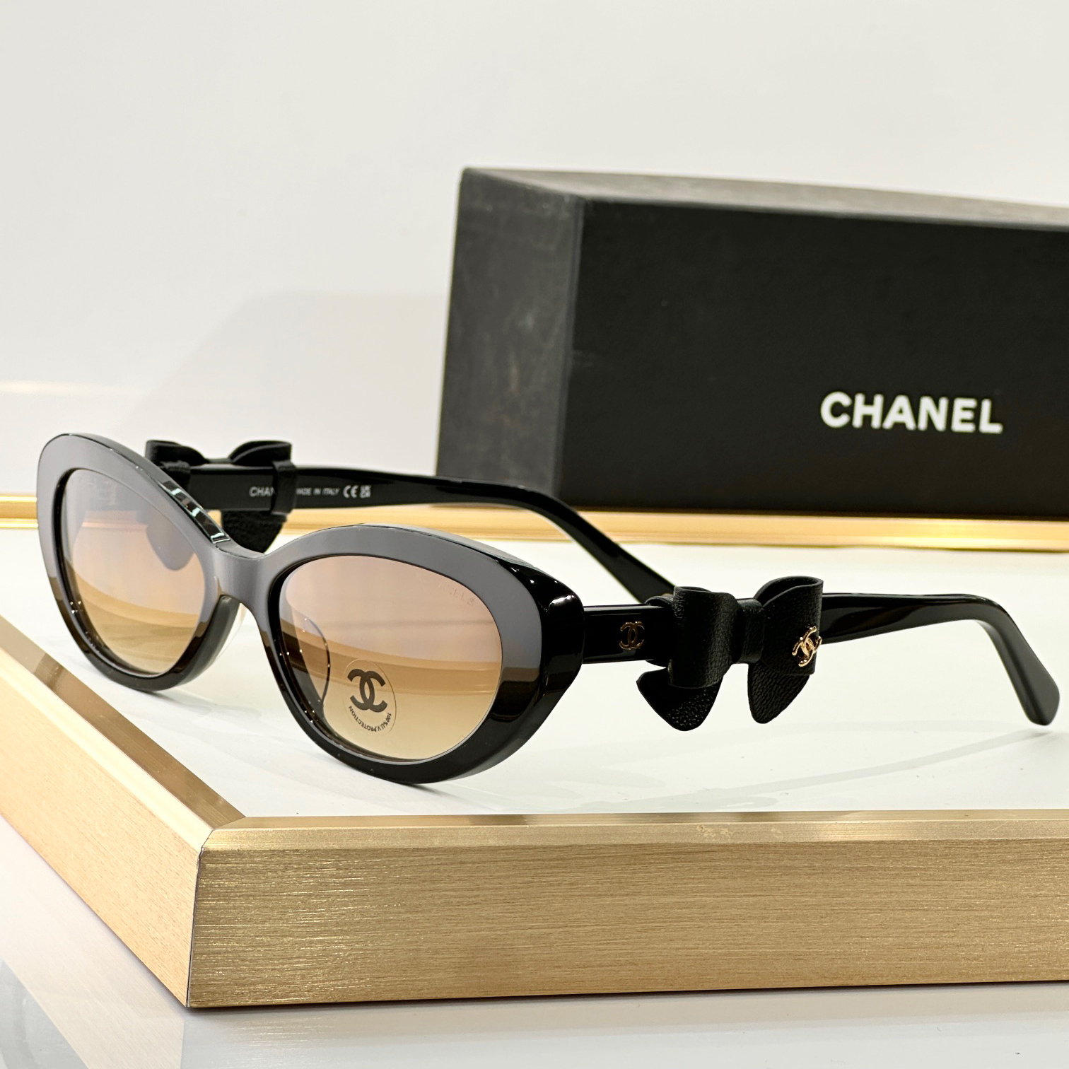 NIGO Chanel Women's Bow Tie Retro Fashion Cat-Eye Full-Frame Sunglasses Solid Color Casual Glasses #nigo81489