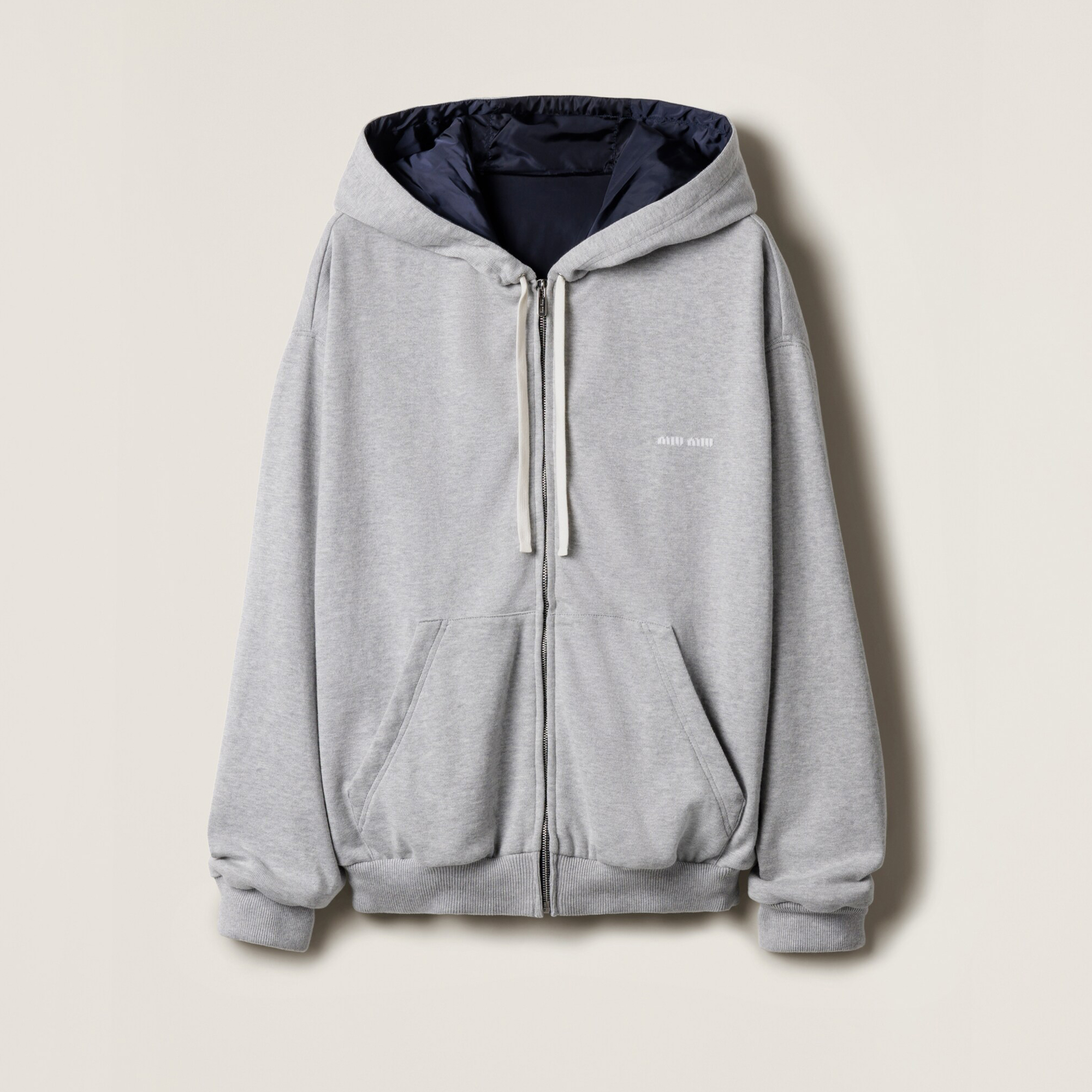 NIGO MiuMiu Women's Spring/autumn Fashion Casual Plain Knit Cotton Nylon Reversible Hooded Zipper Jacket #nigo78399