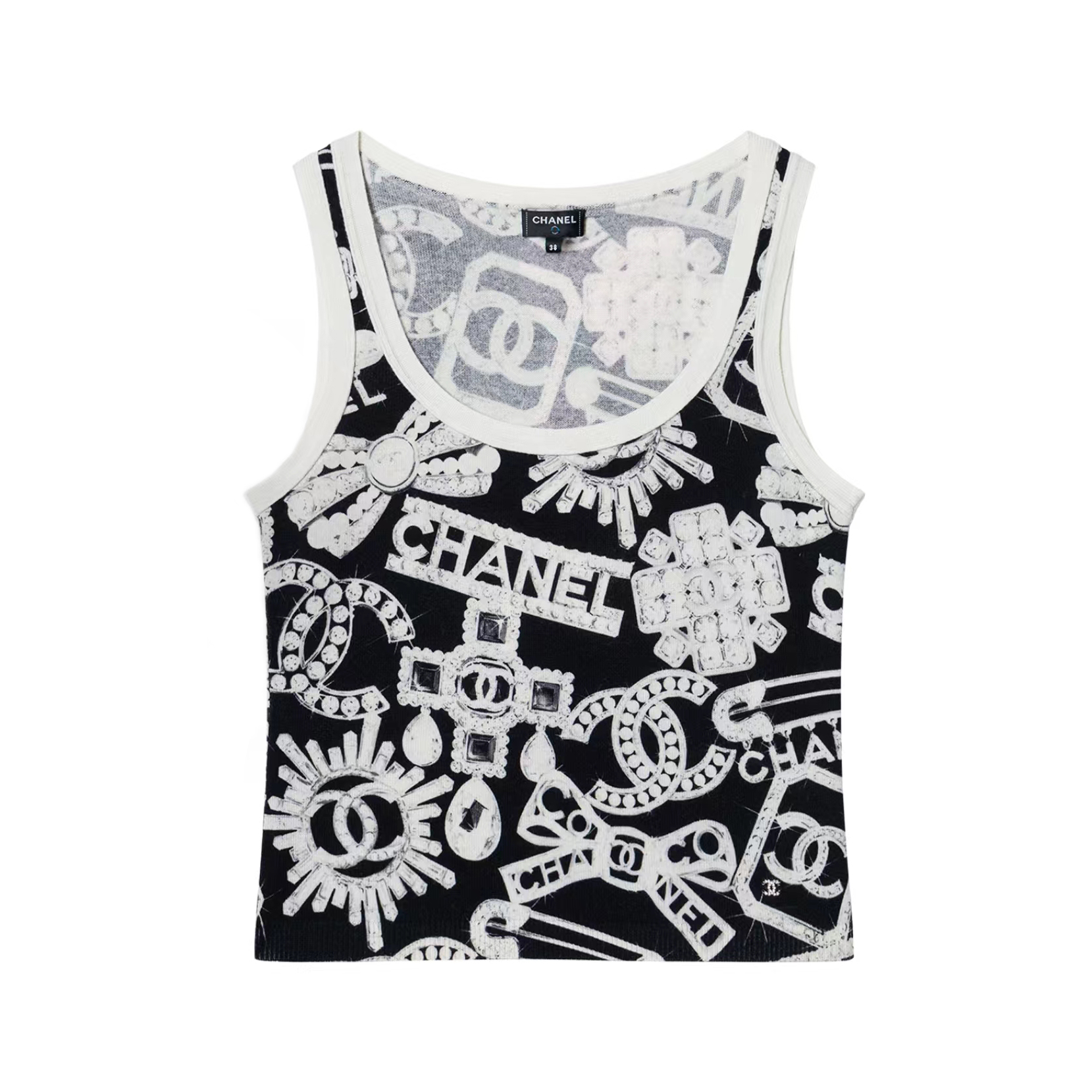 NIGO Chanel Women's Summer Fashion Trend Pattern Printed Round Neck Sleeveless Straight Top Vest #nigo78413