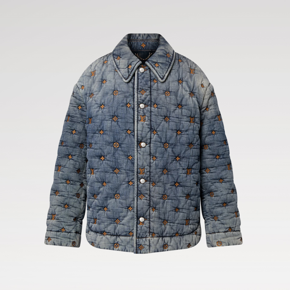 NIGO Louis Vuitton Men's Spring/Autumn Monogram Embroidered Loose Single-Breasted Cotton Blend Solid Color Long Sleeve Denim Jacket #nigo81499