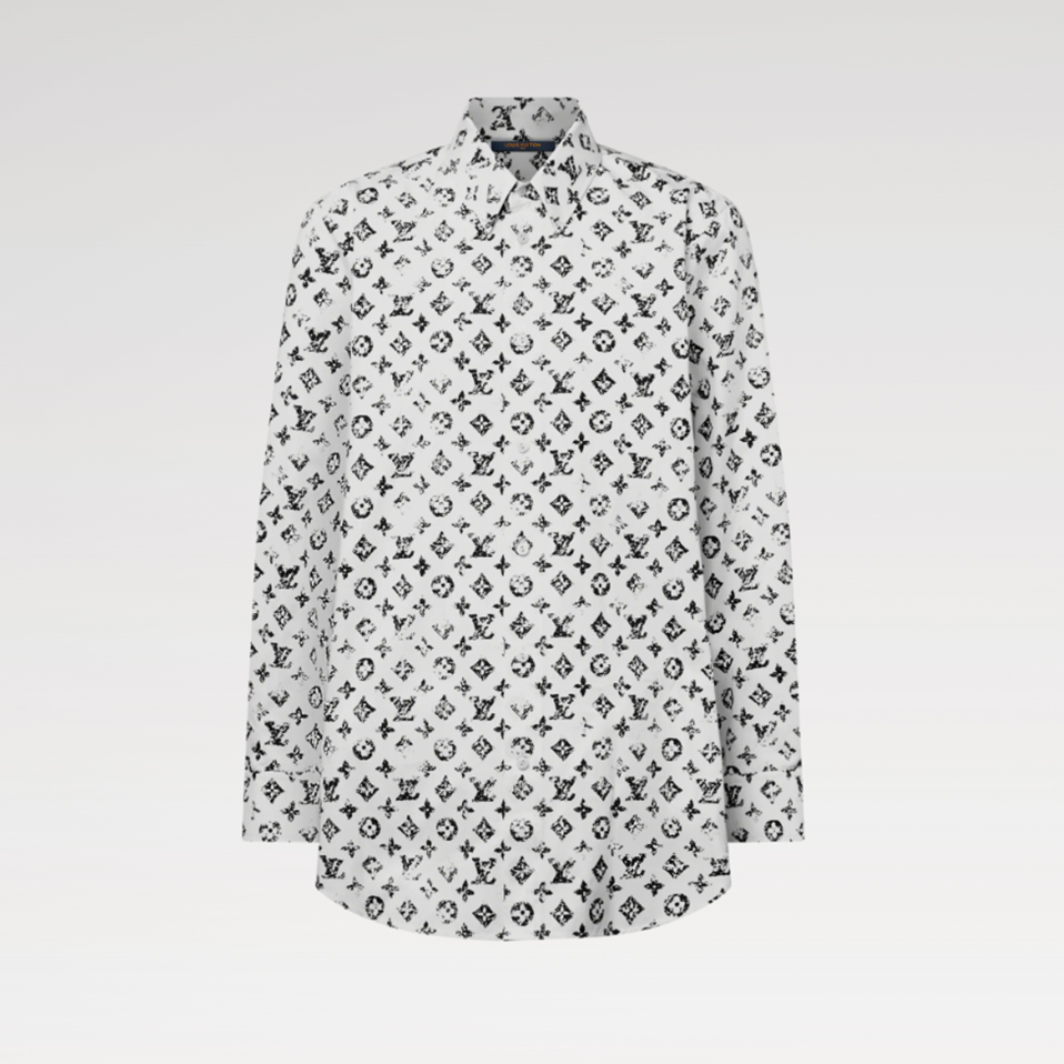 NIGO Louis Vuitton Women's Spring/Autumn Graphic Monogram Cotton Collared Loose-Fitting Long-Sleeved Shirt #nigo81511