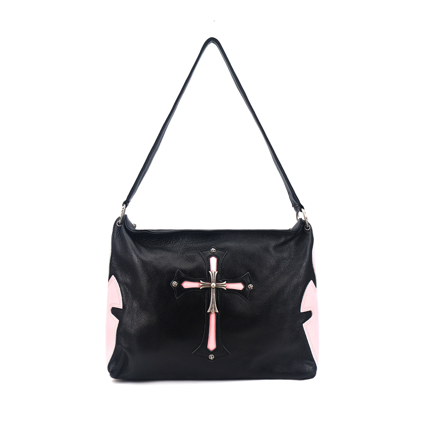 NIGO Chrome Hearts Classic Cross 925 Sterling Silver Solid Color Cowhide Vintage Tote Bag Single Shoulder Crossbody Bag Fashionable Casual Bag Bags #nigo81494