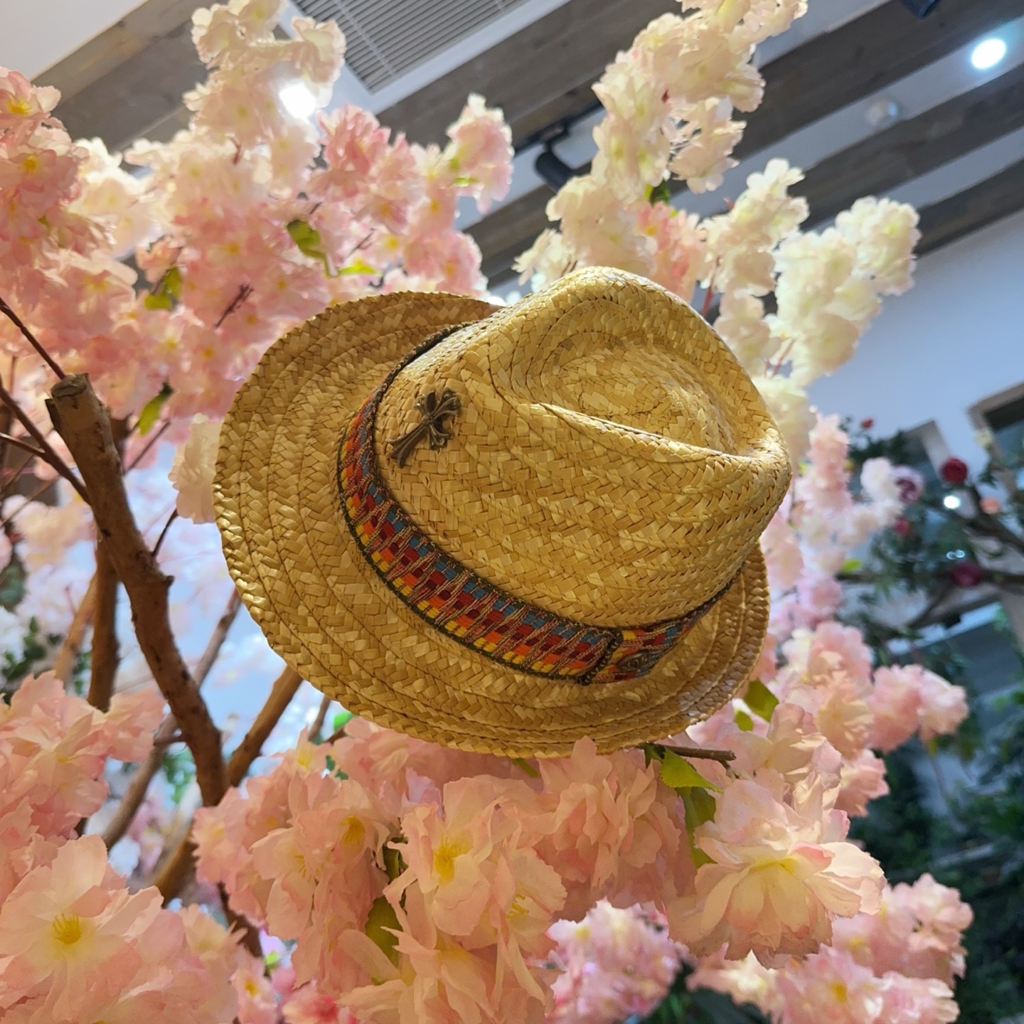 NIGO Chrome Hearts Men's And Women's Fashionable Casual Woven Straw Hat Classic Silver Cross Beach Cap Accessories #nigo81522