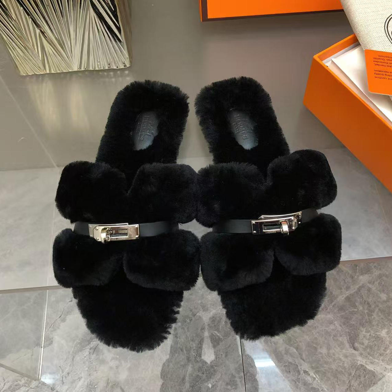 NIGO Hermes Women's Spring, Summer, And Fall Solid Color Wool And Leather Slip-On Flat Casual Shoes #nigo81516