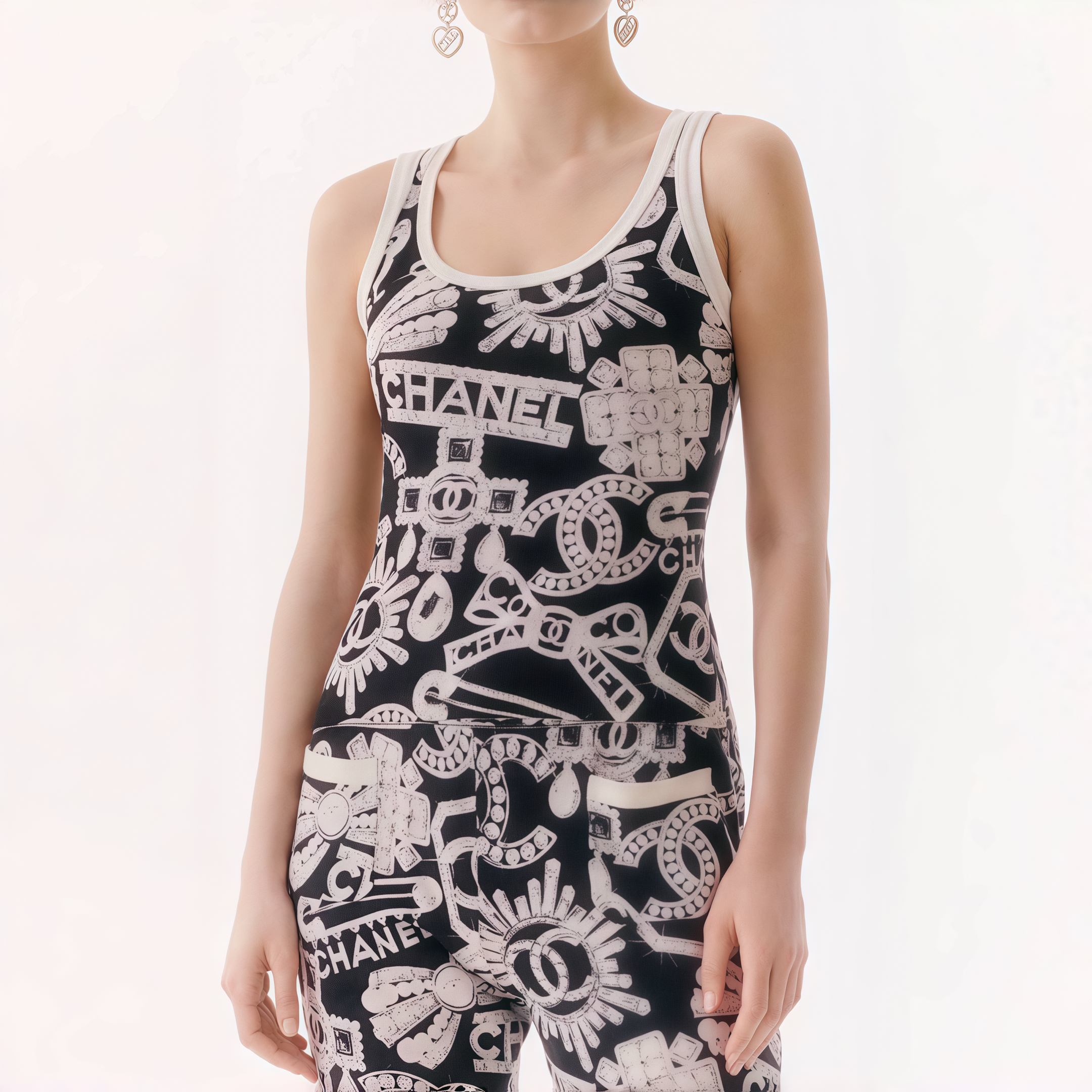 NIGO Chanel Women's Summer Fashion Trend Pattern Printed Round Neck Sleeveless Straight Top Vest #nigo78413