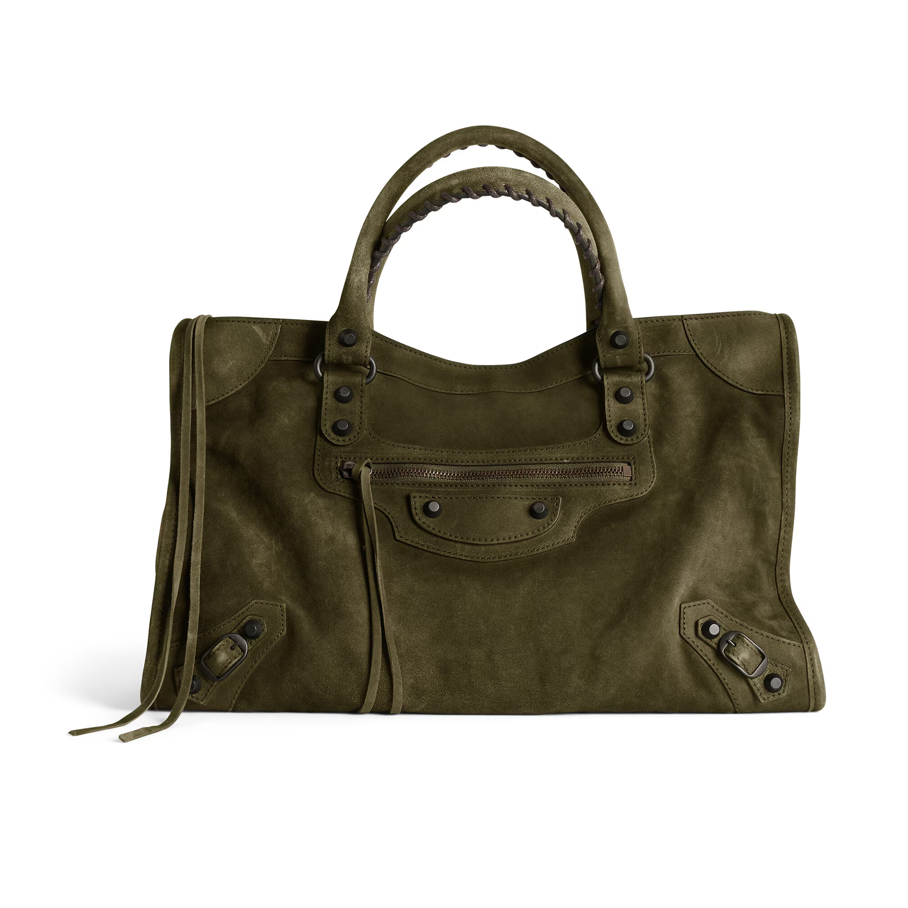 NIGO Balenciaga Women's Le City Large Handbag with Woven Handles, Solid Color Leather Crossbody Shoulder Bag, Fashionable Casual Bag Bags 8230582AB2A1143 #nigo81498