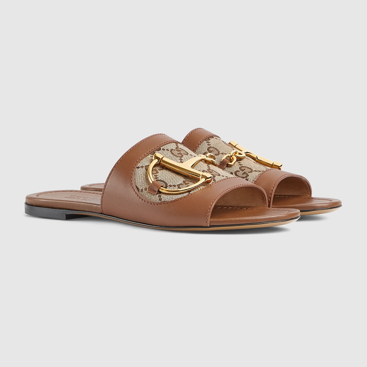 NIGO Gucci Women's Summer Fashion Casual Round Toe Flat Leather Horse Bit Buckle Sandals  Shoes #nigo78393