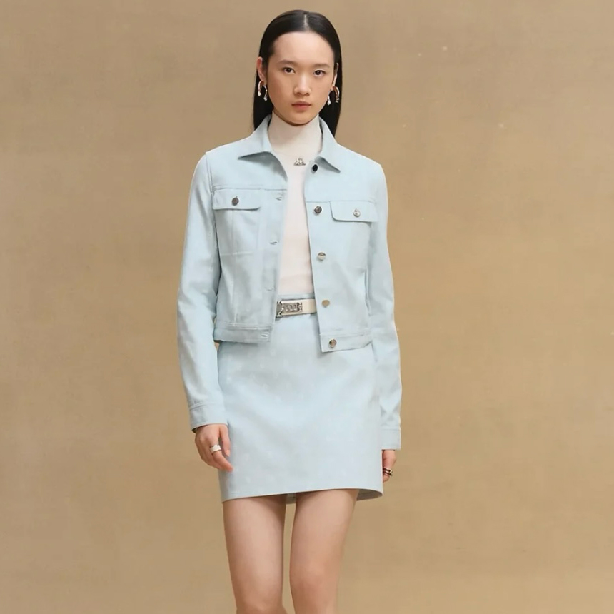 NIGO Hermes Women's Spring/Autumn Fashion Casual Pig Nose Print Logo Long Sleeved Single Breasted Collar Jacket Print Mini Skirt Suit Set #nigo78418